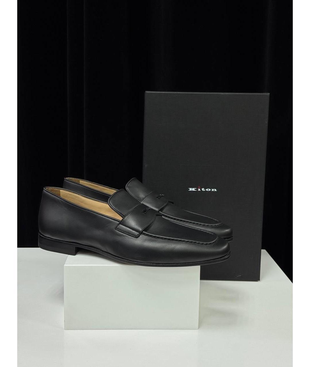 KITON Черные кожаные лоферы, фото 6