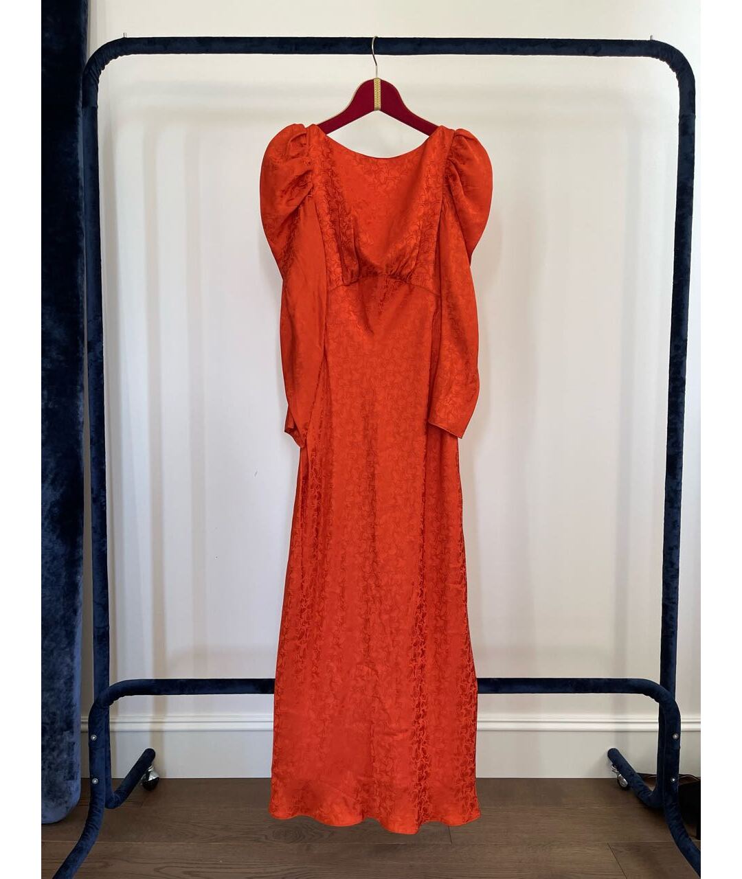 SALONI Оранжевое шелковое повседневное платье, фото 5