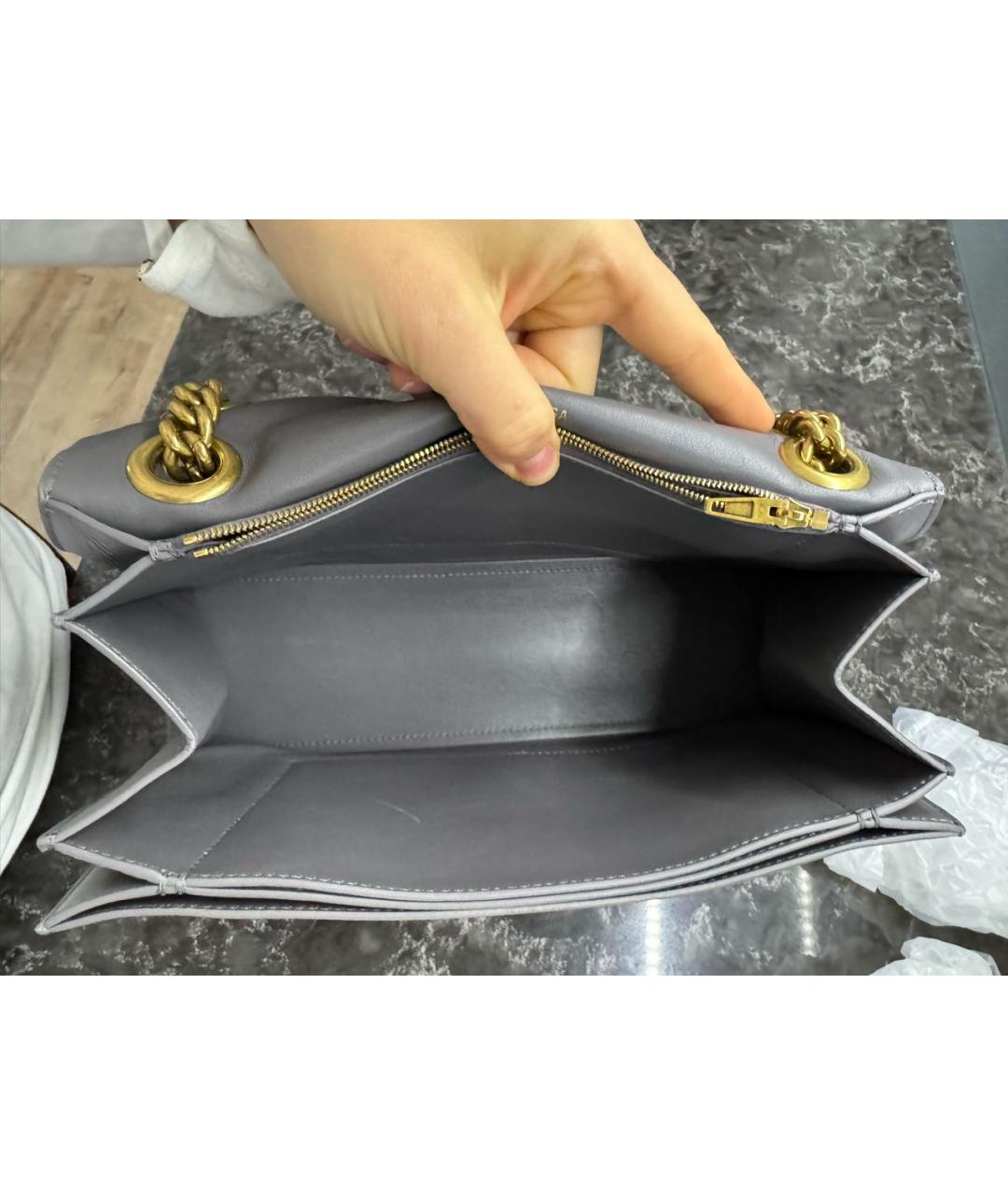 BALENCIAGA Серая кожаная сумка через плечо, фото 4