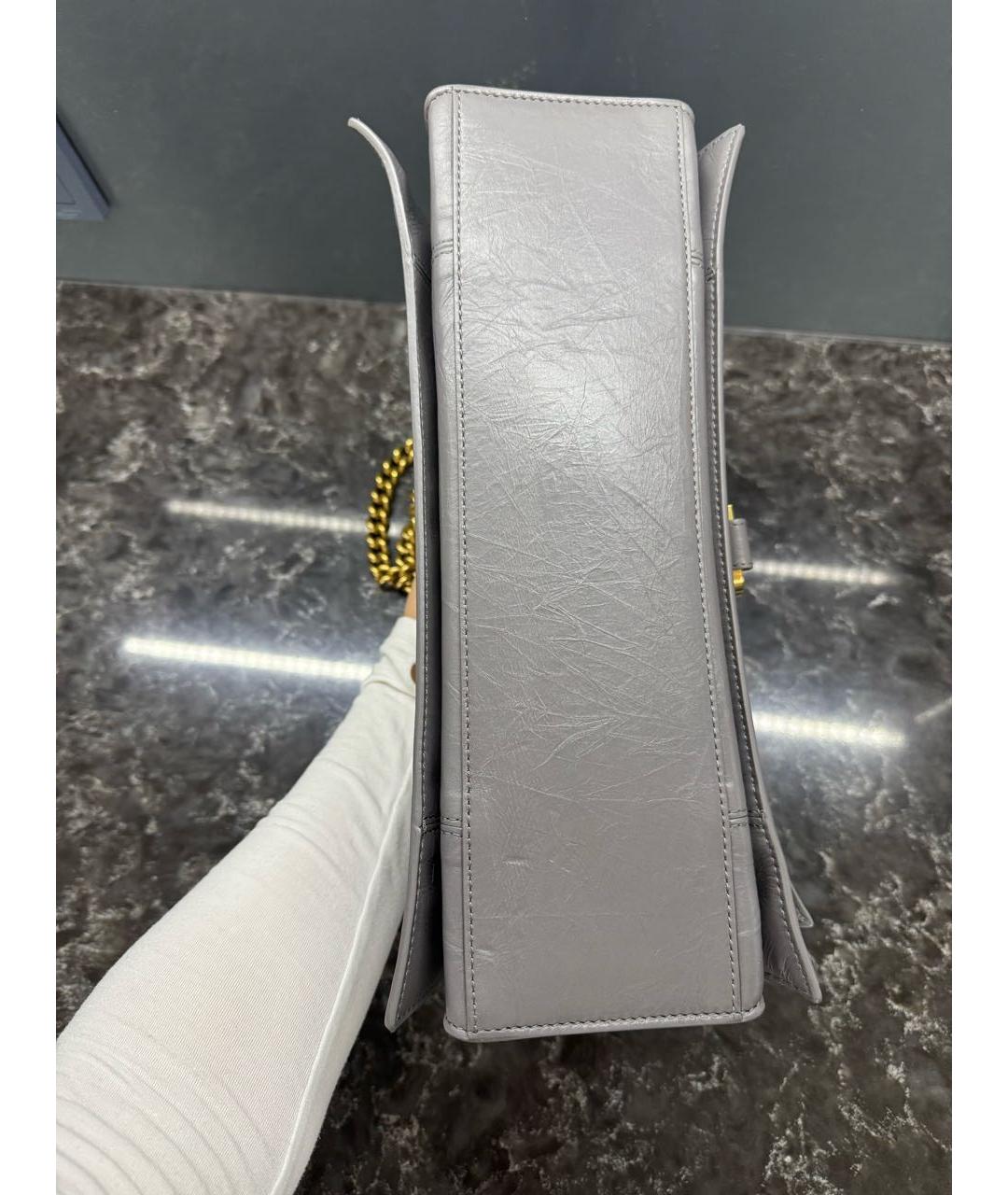 BALENCIAGA Серая кожаная сумка через плечо, фото 5