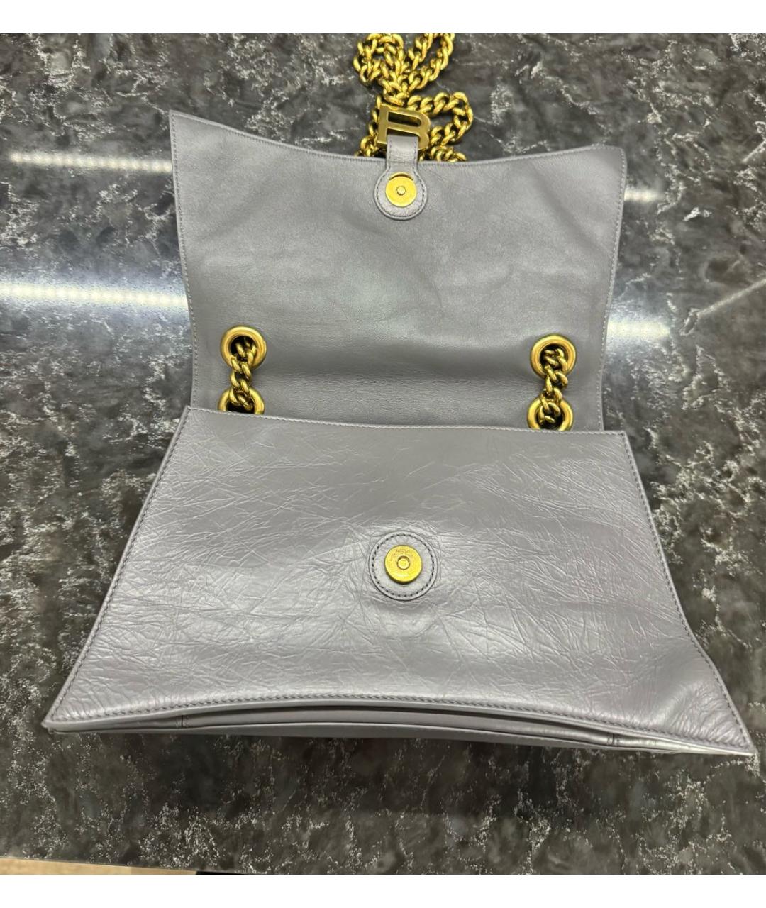 BALENCIAGA Серая кожаная сумка через плечо, фото 8