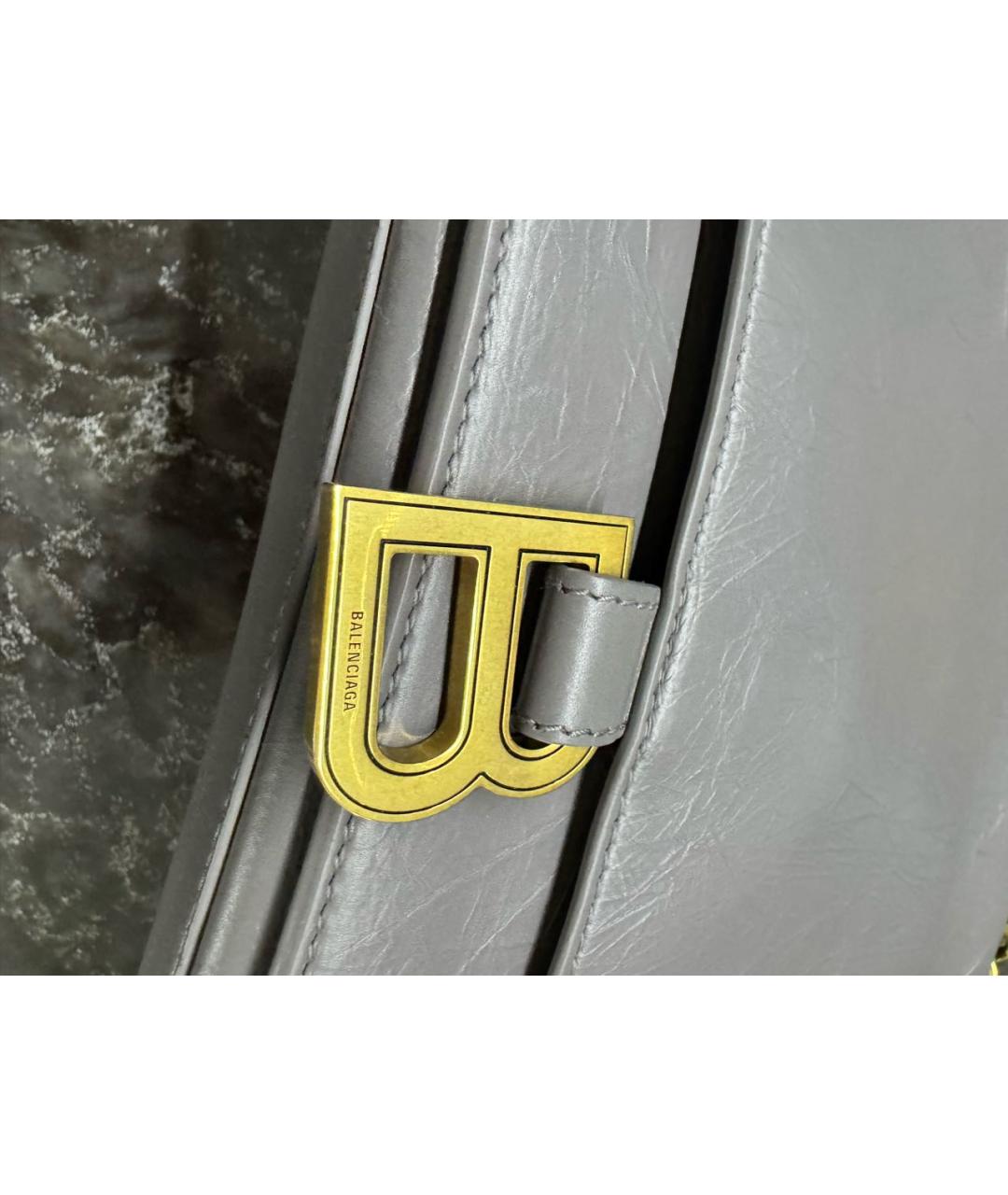 BALENCIAGA Серая кожаная сумка через плечо, фото 6