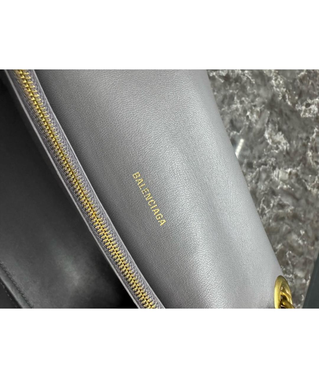 BALENCIAGA Серая кожаная сумка через плечо, фото 7
