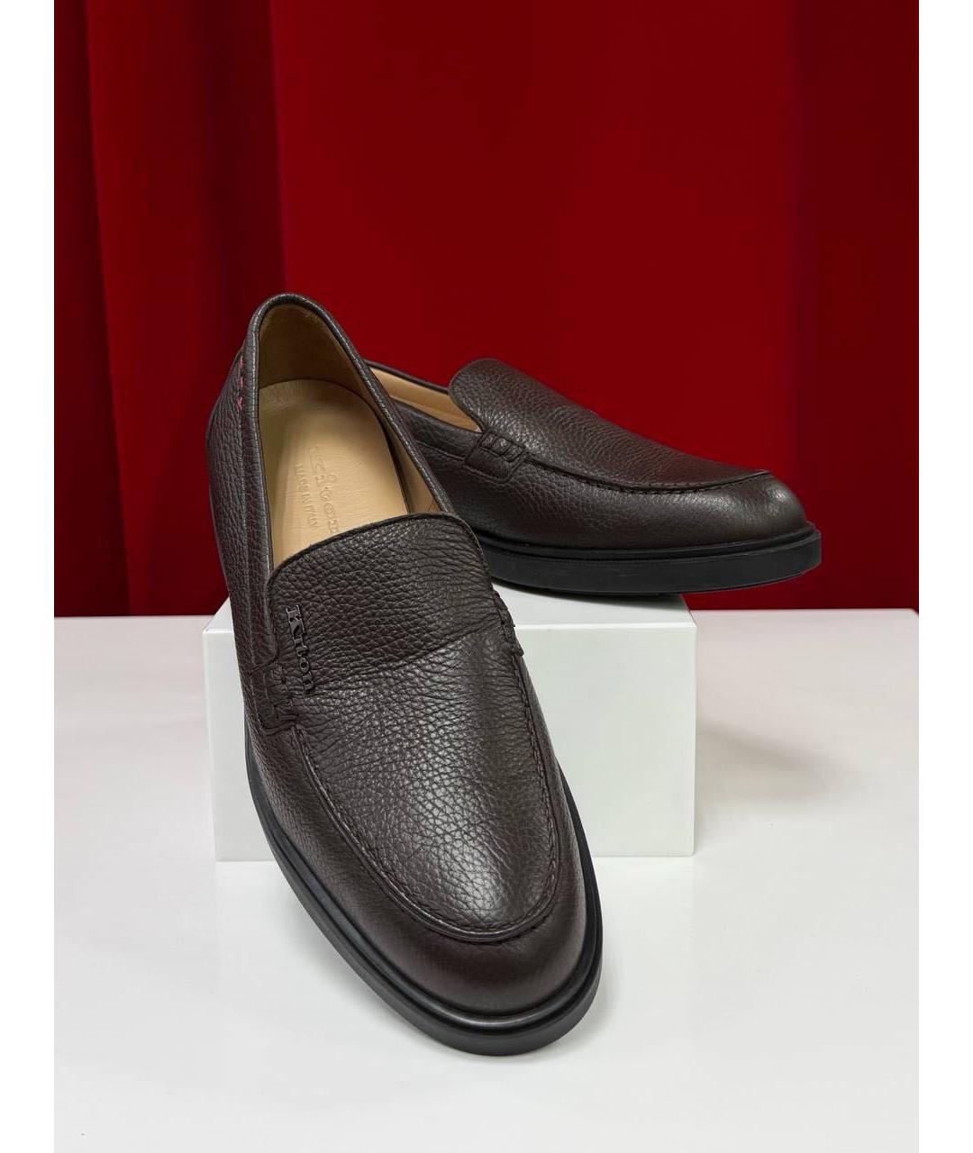 KITON Коричневые кожаные лоферы, фото 5