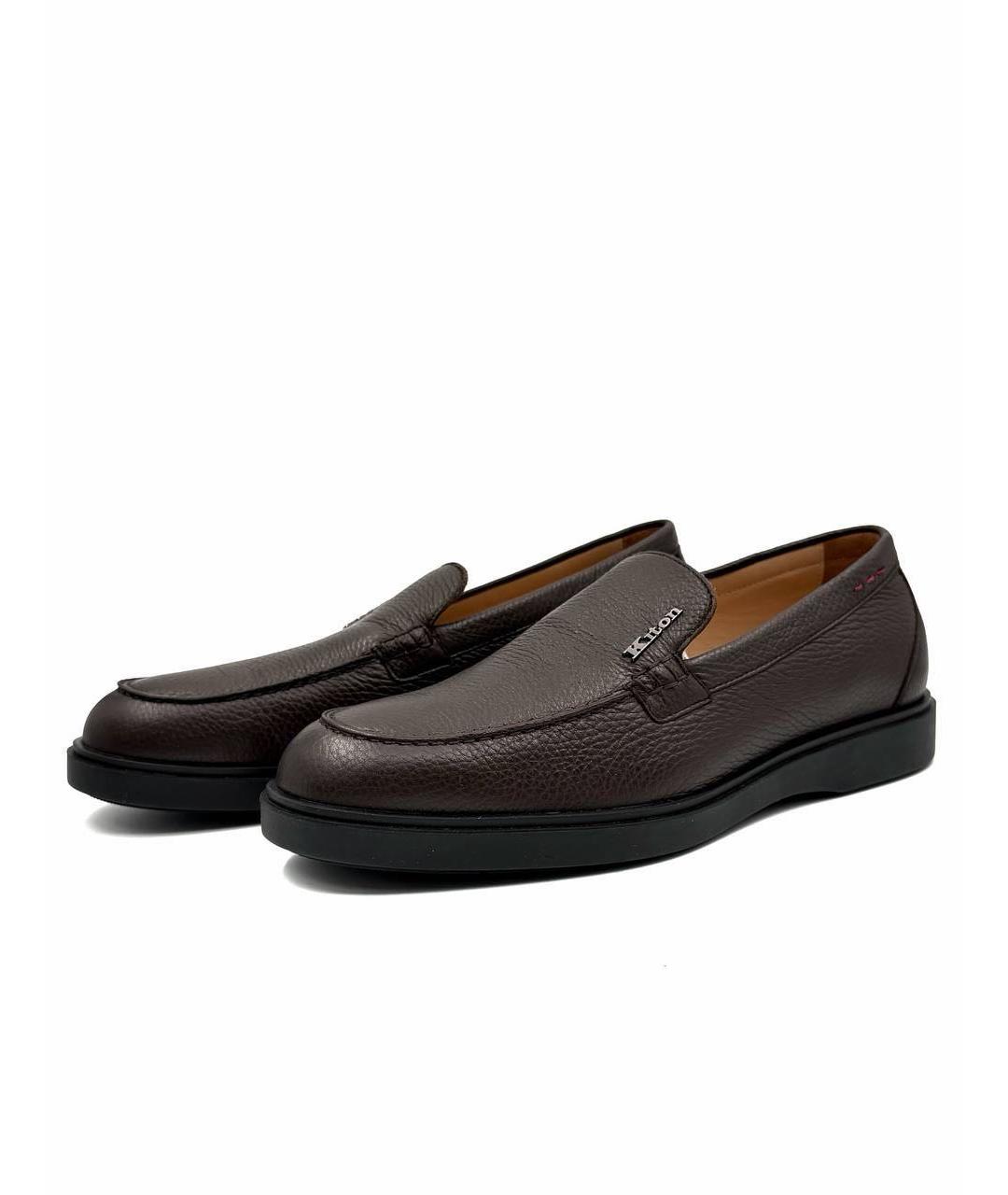 KITON Коричневые кожаные лоферы, фото 3