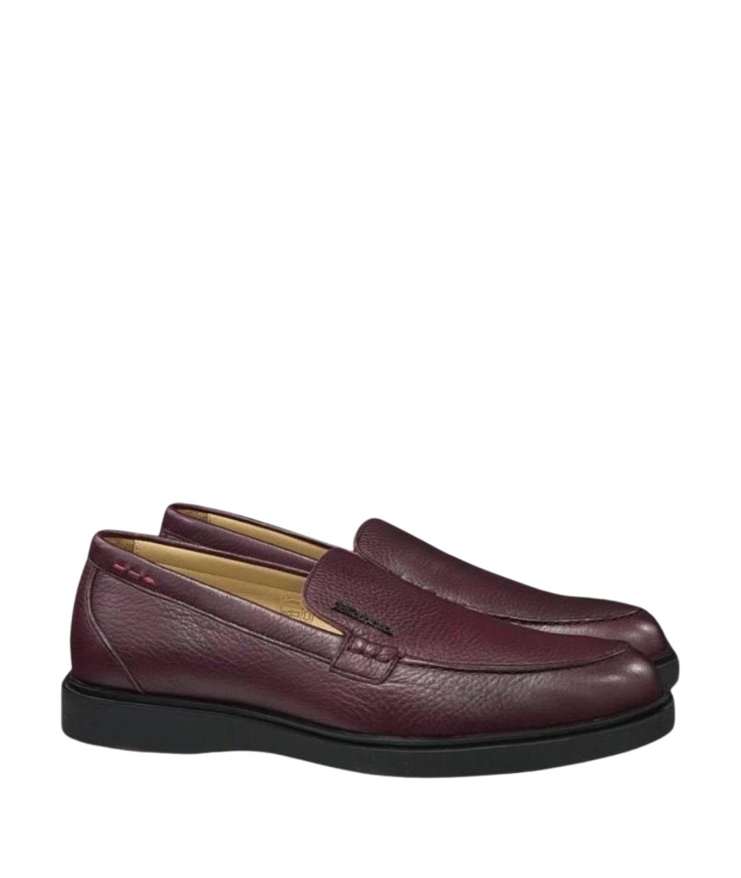 KITON Бордовые кожаные лоферы, фото 1