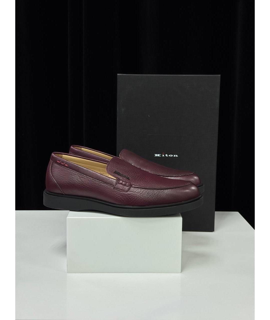 KITON Бордовые кожаные лоферы, фото 6