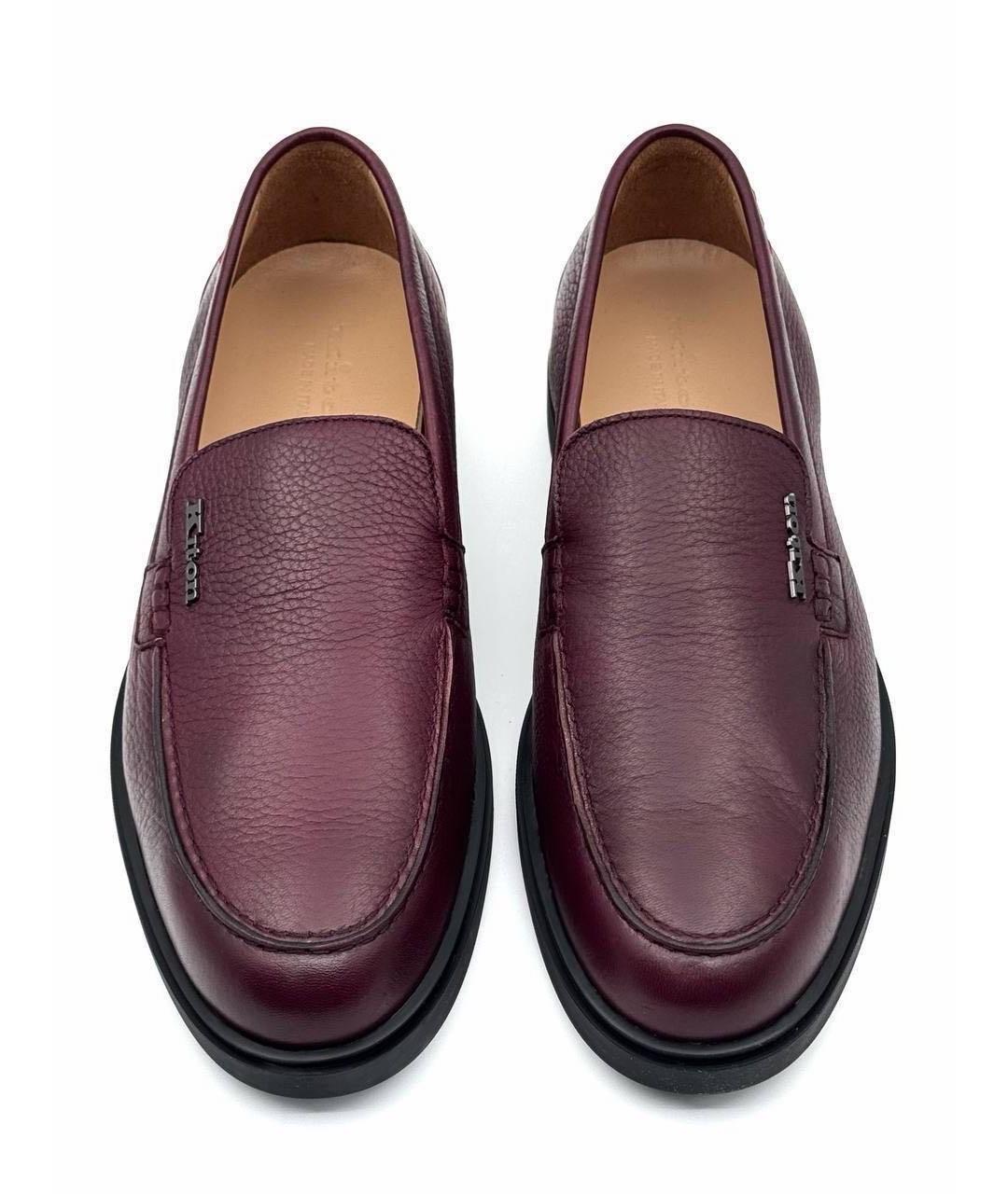 KITON Бордовые кожаные лоферы, фото 2