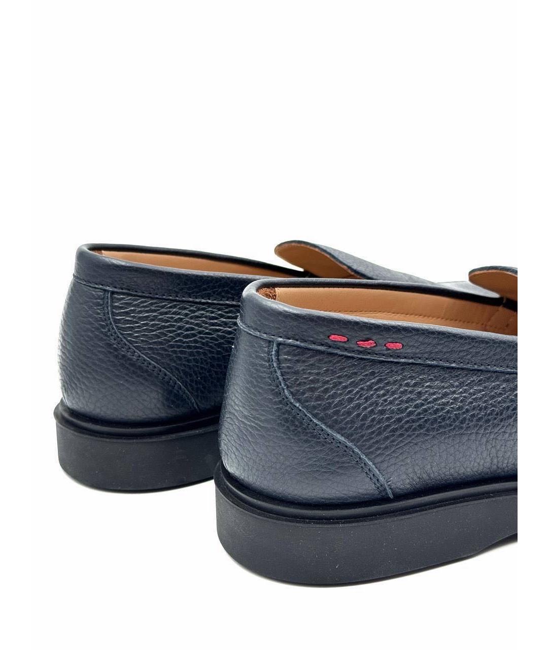 KITON Темно-синие кожаные лоферы, фото 5