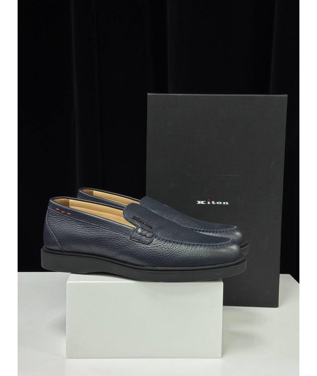 KITON Темно-синие кожаные лоферы, фото 6