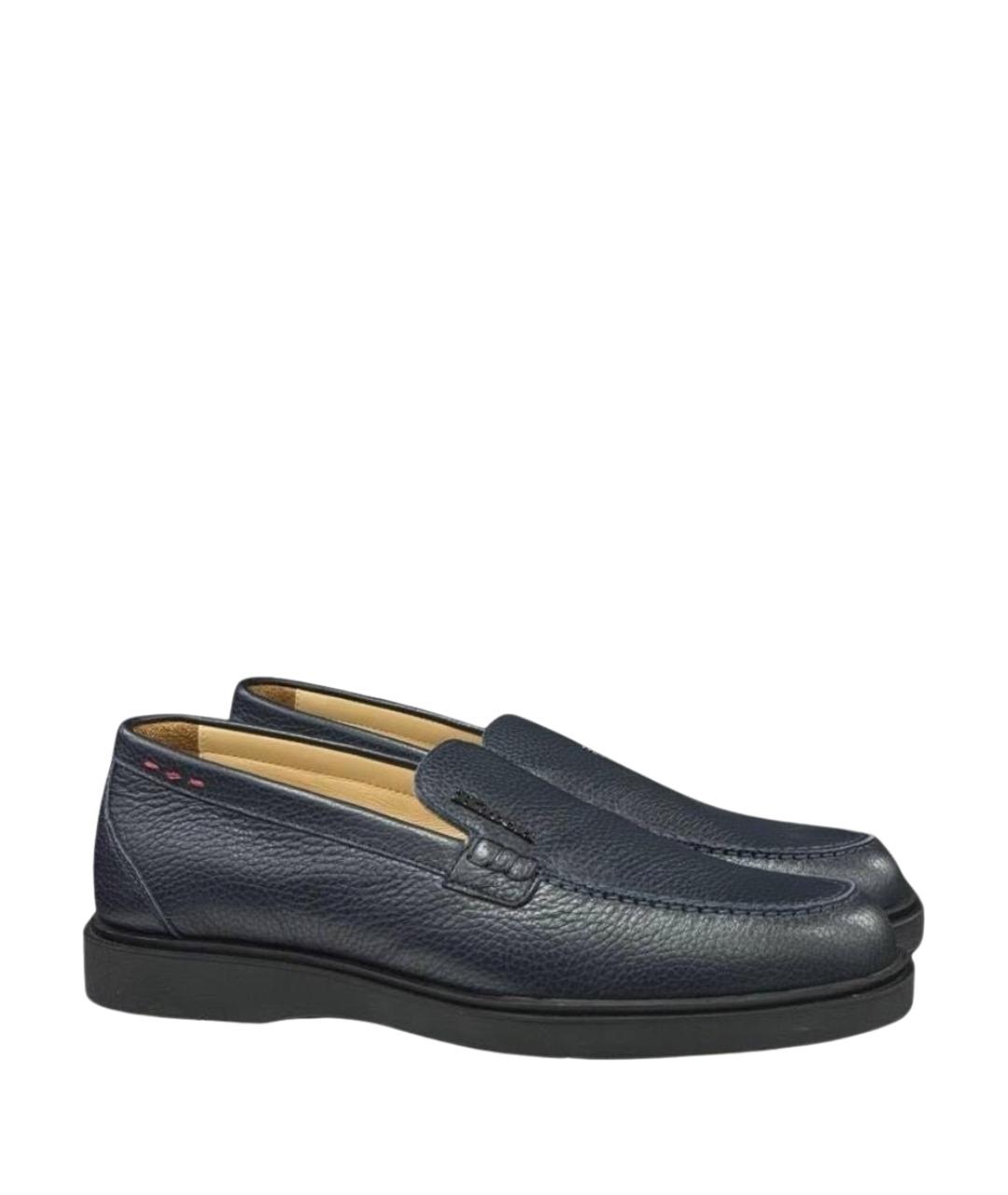 KITON Темно-синие кожаные лоферы, фото 1