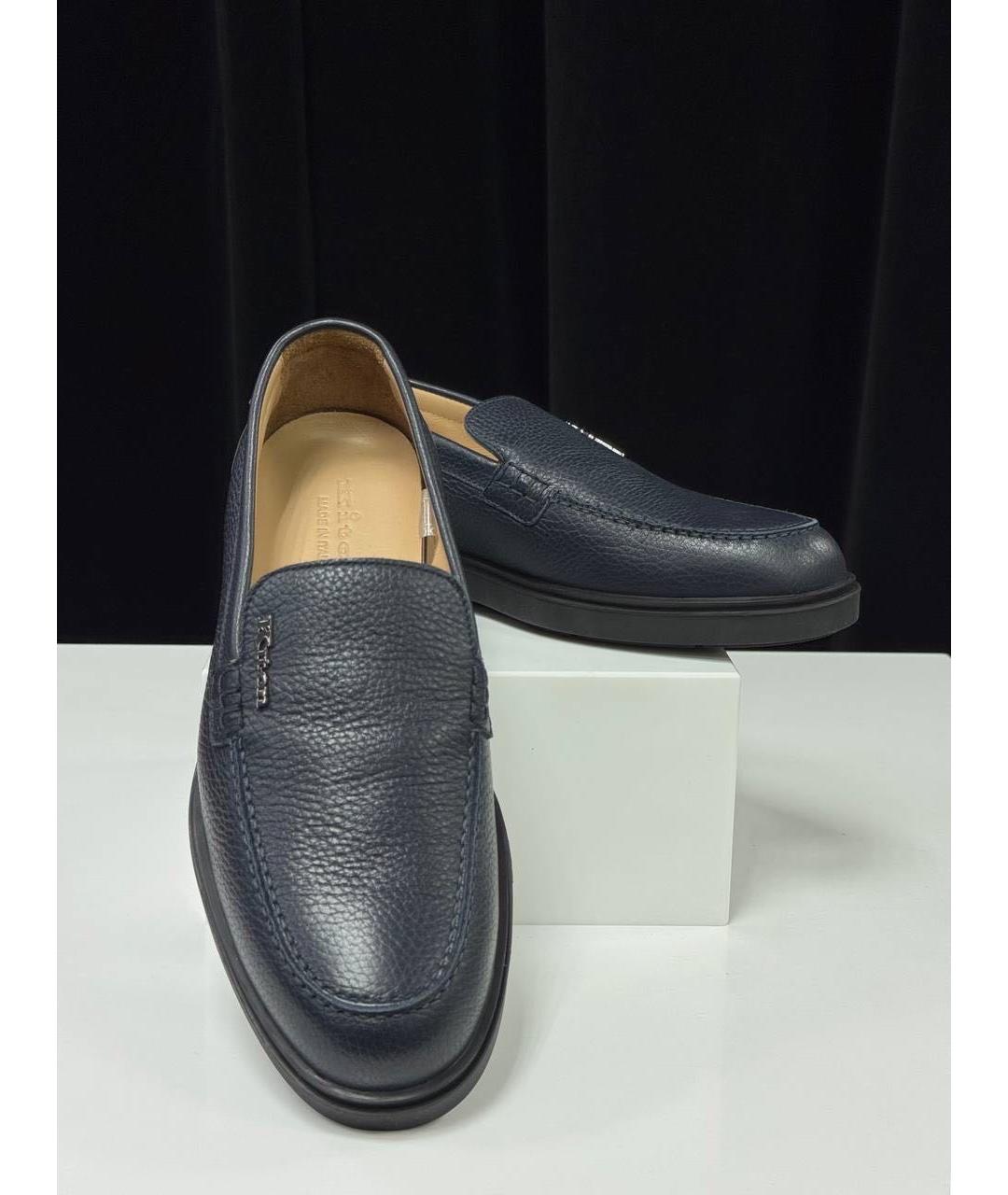 KITON Темно-синие кожаные лоферы, фото 2