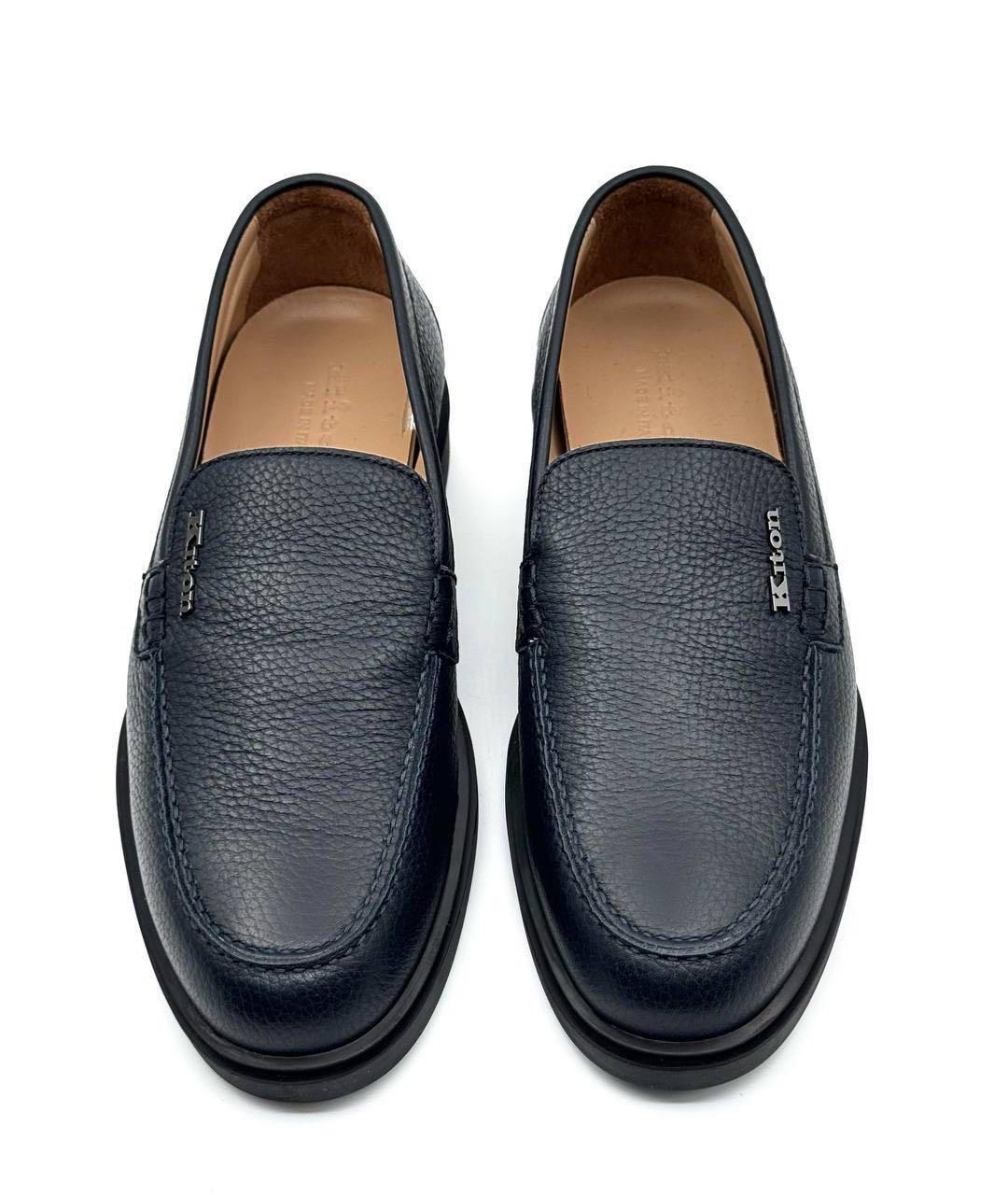 KITON Темно-синие кожаные лоферы, фото 4