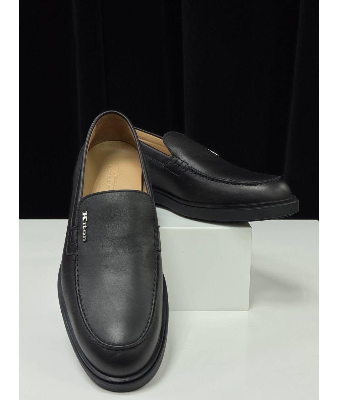 KITON Черные кожаные лоферы, фото 5