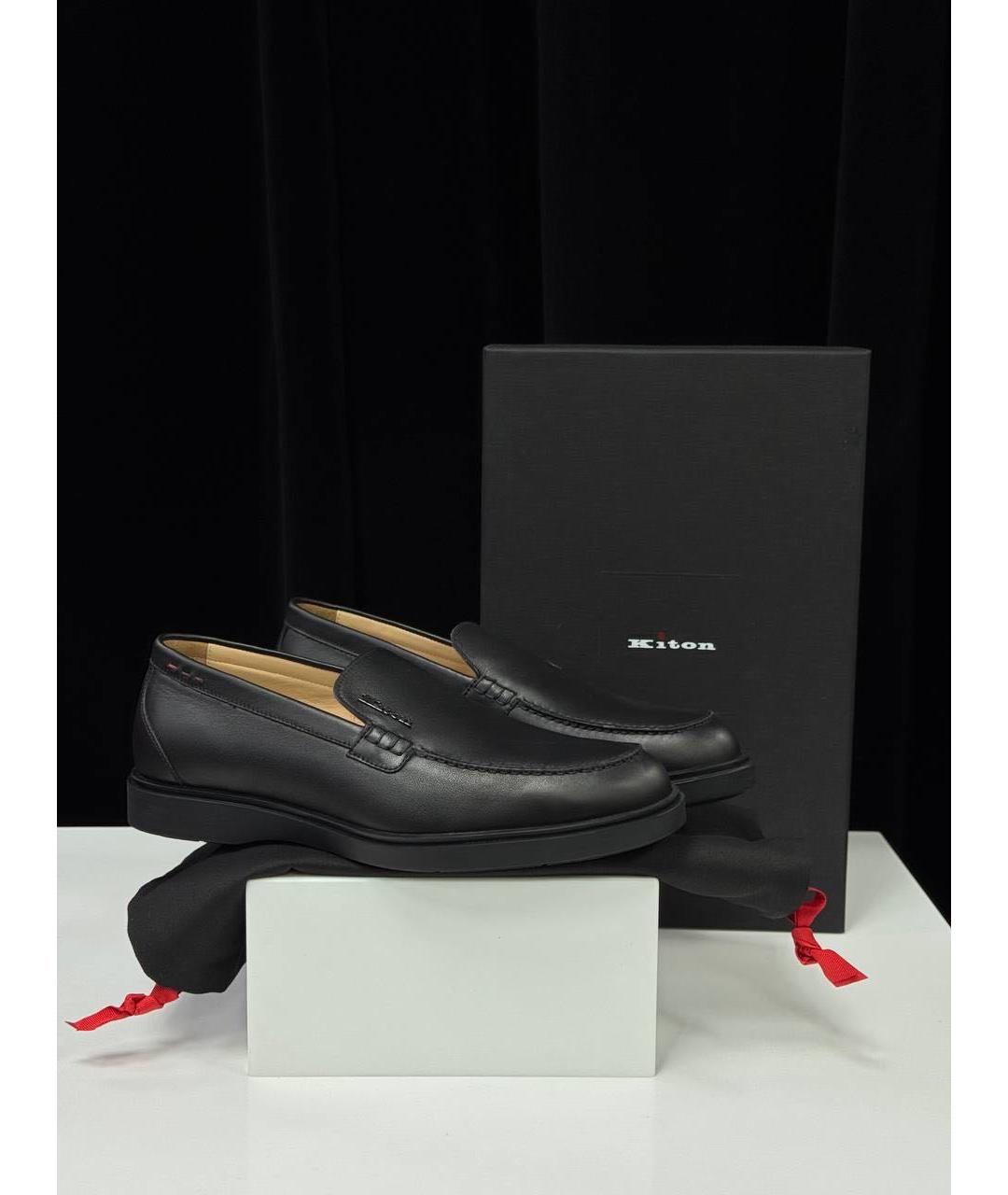 KITON Черные кожаные лоферы, фото 6