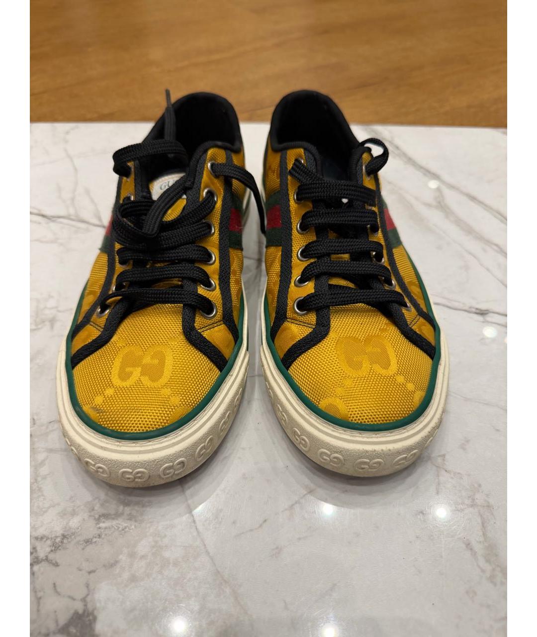GUCCI Горчичные текстильные кеды, фото 2