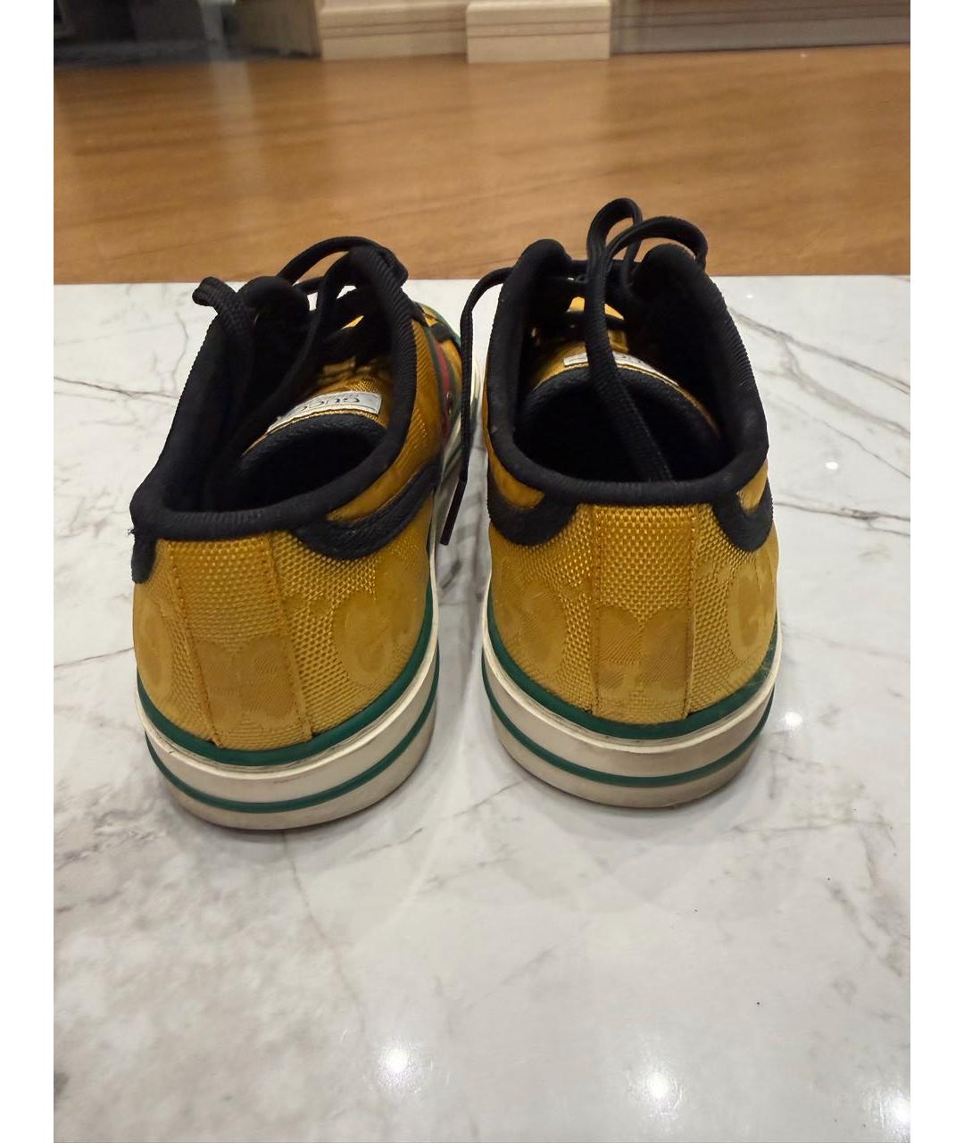 GUCCI Горчичные текстильные кеды, фото 4