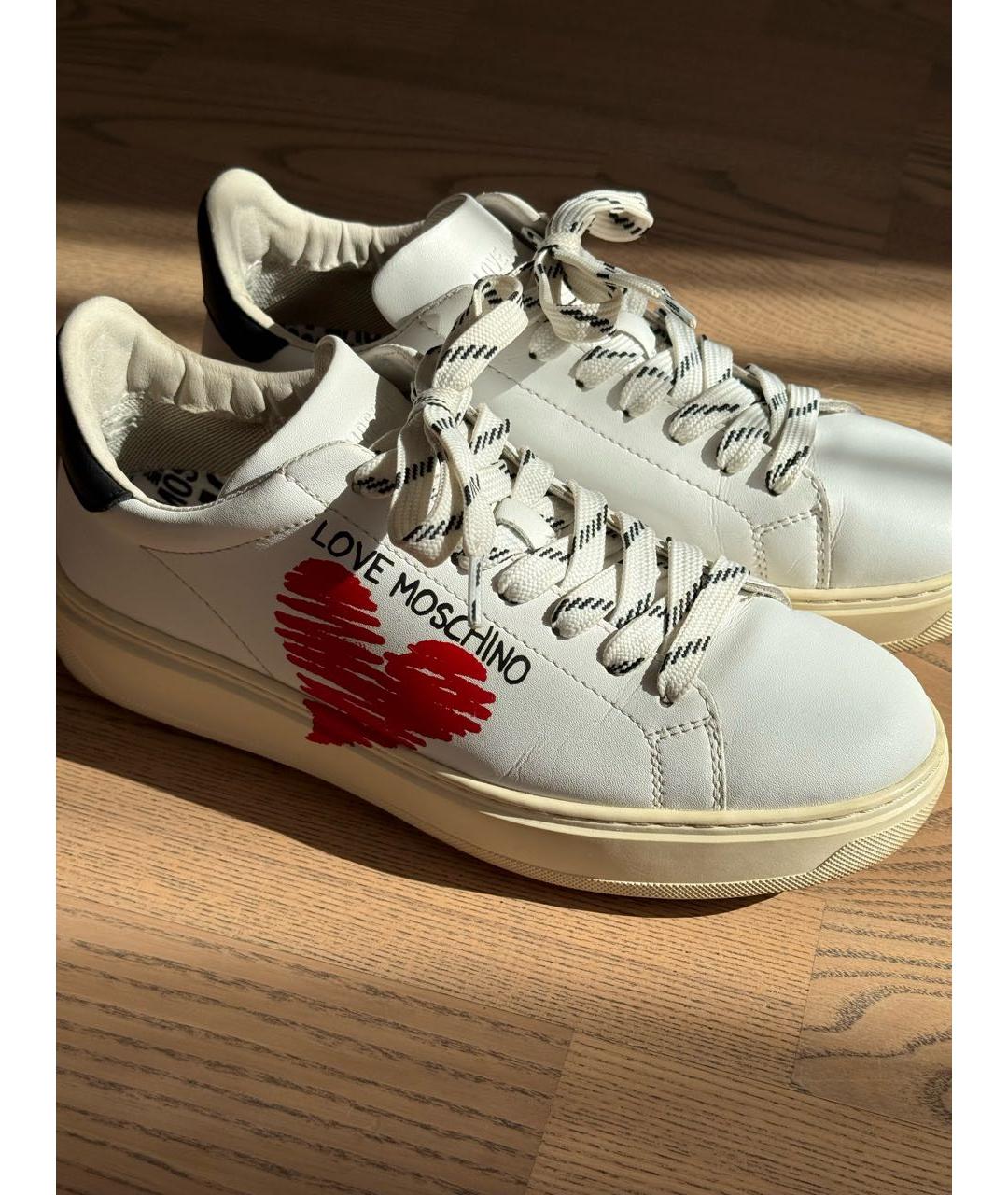 LOVE MOSCHINO Белые кожаные кеды, фото 8