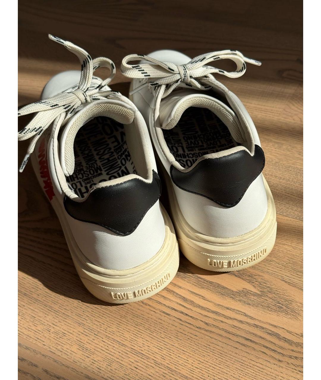 LOVE MOSCHINO Белые кожаные кеды, фото 3
