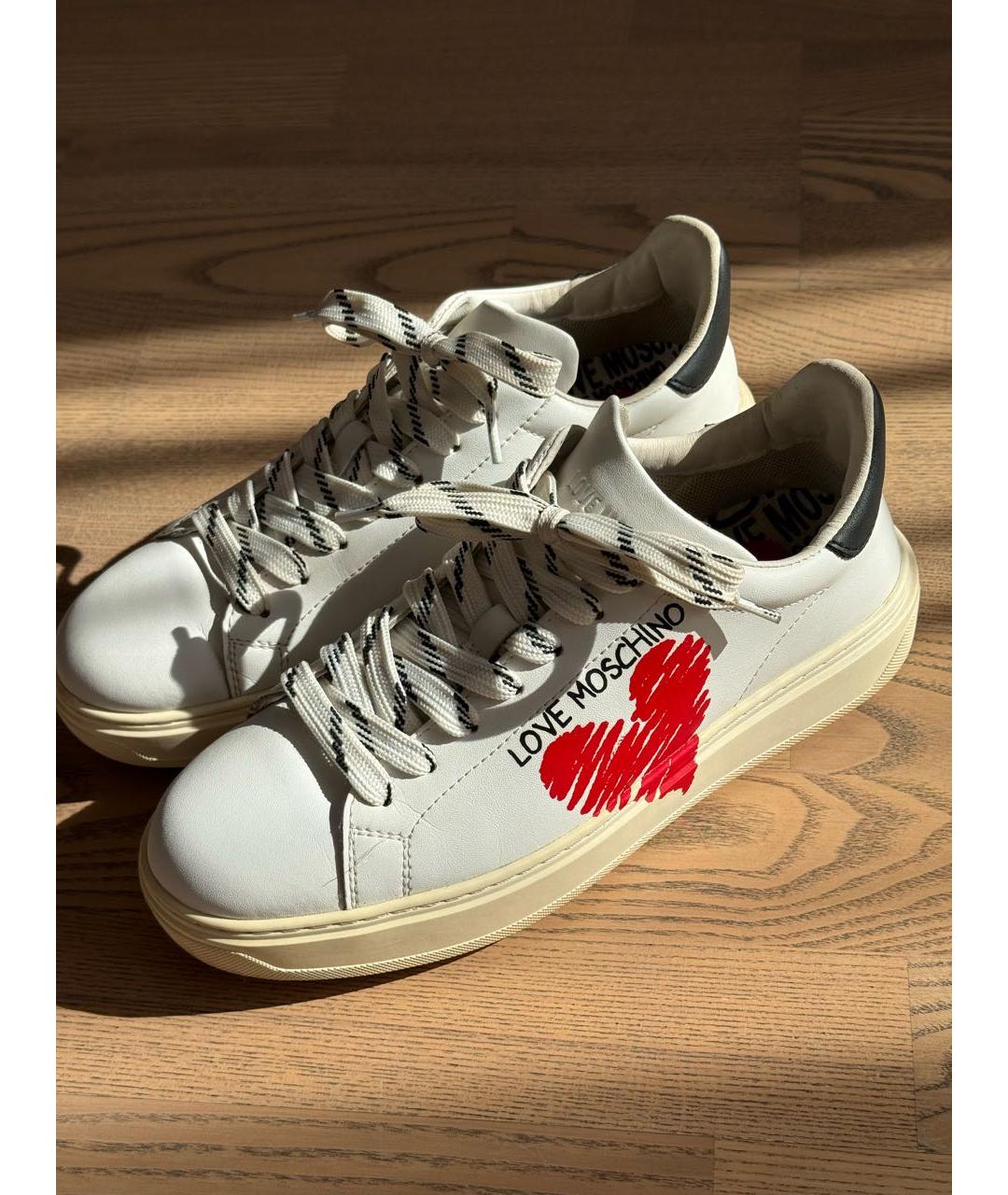 LOVE MOSCHINO Белые кожаные кеды, фото 7