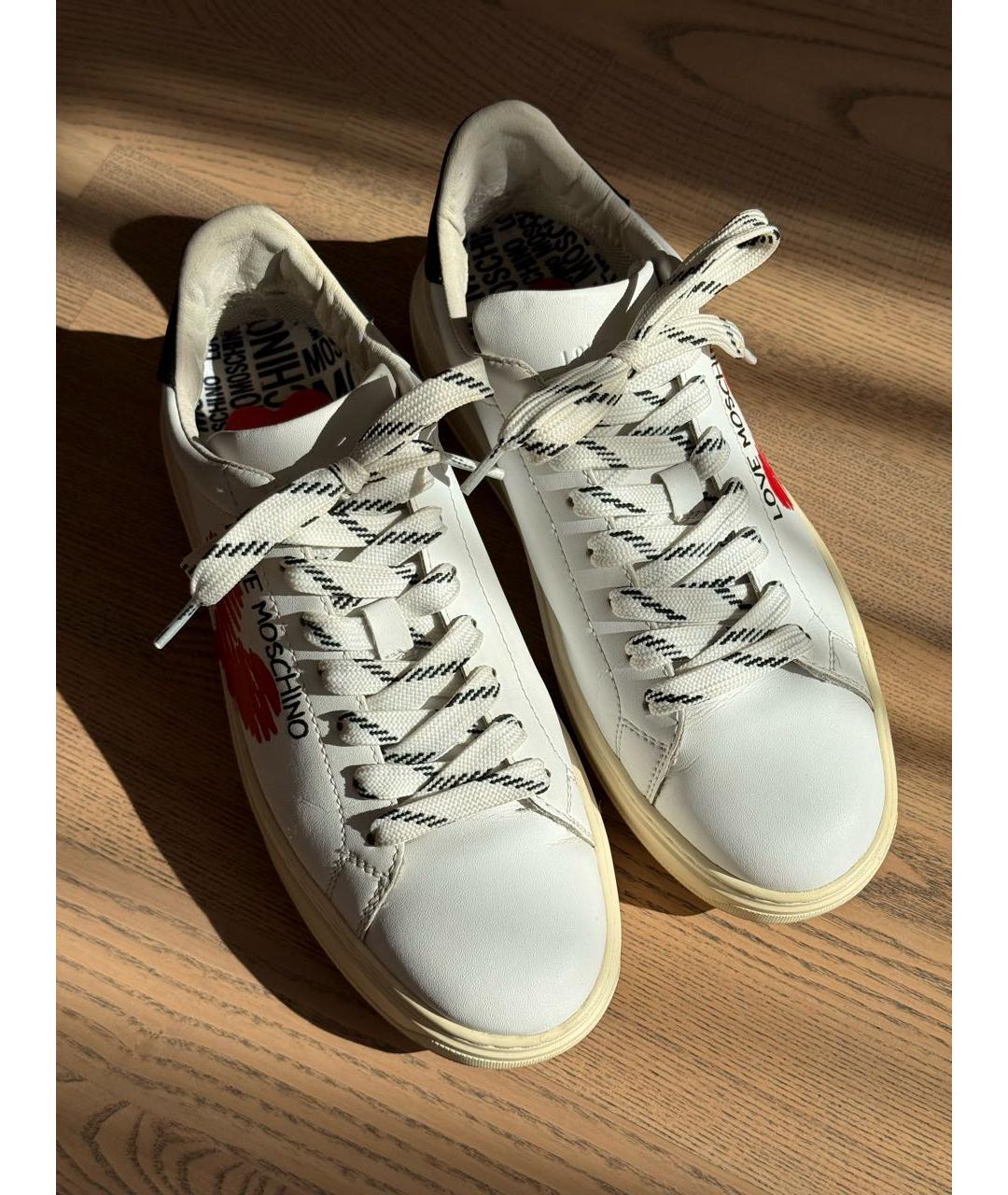 LOVE MOSCHINO Белые кожаные кеды, фото 2