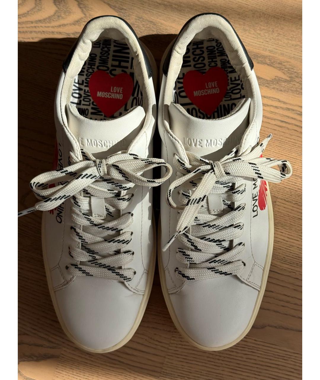 LOVE MOSCHINO Белые кожаные кеды, фото 4