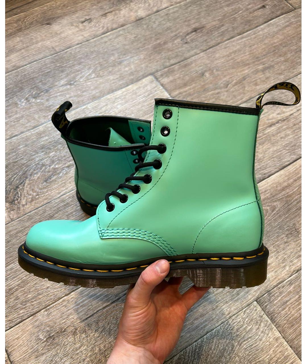 DR. MARTENS Бирюзовые кожаные ботинки, фото 2