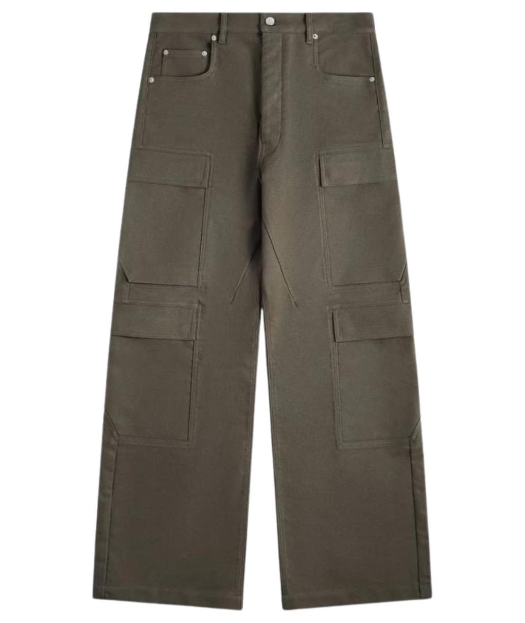 RICK OWENS Хаки хлопковые прямые джинсы, фото 1