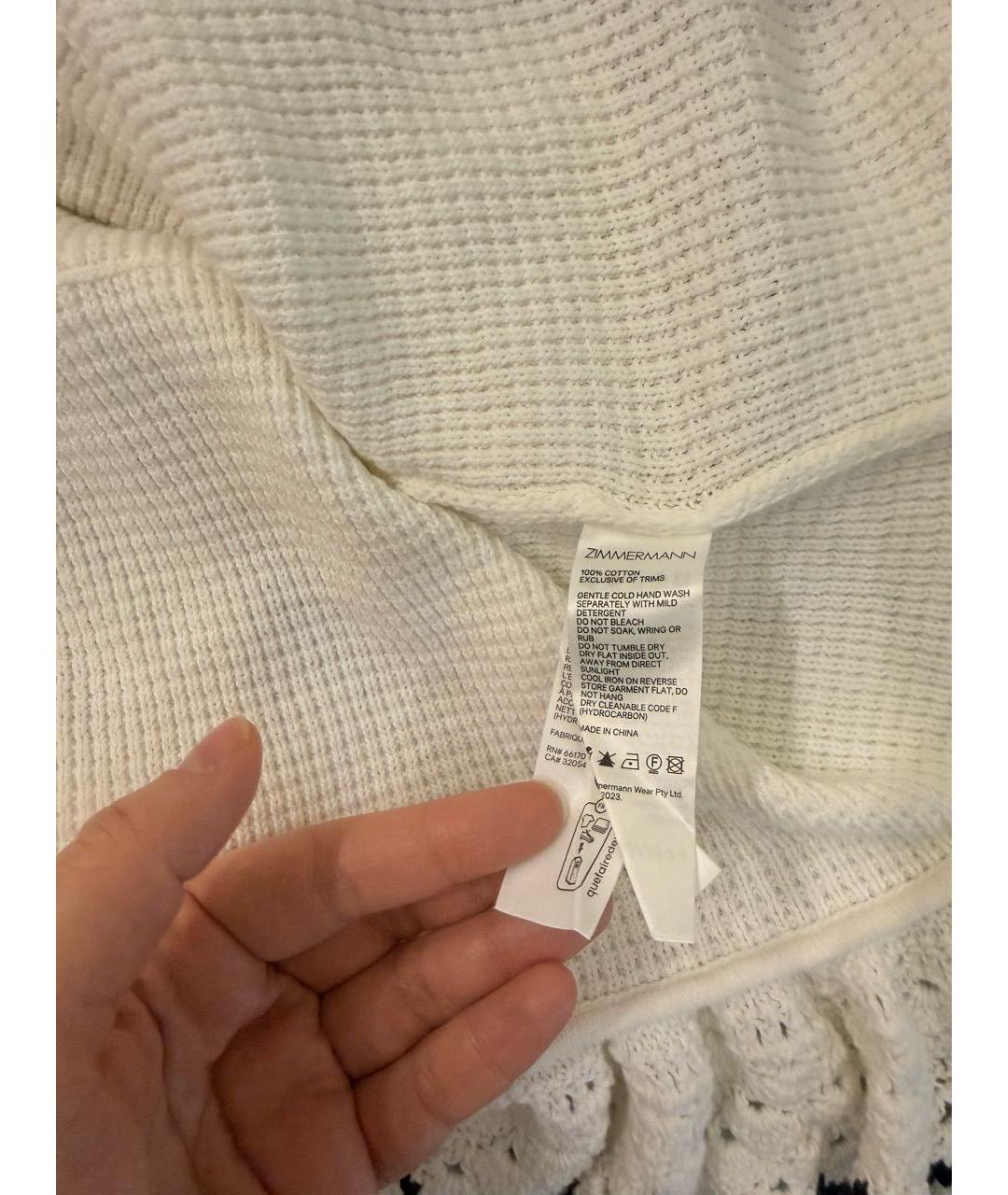 ZIMMERMANN Белая хлопковая юбка миди, фото 5