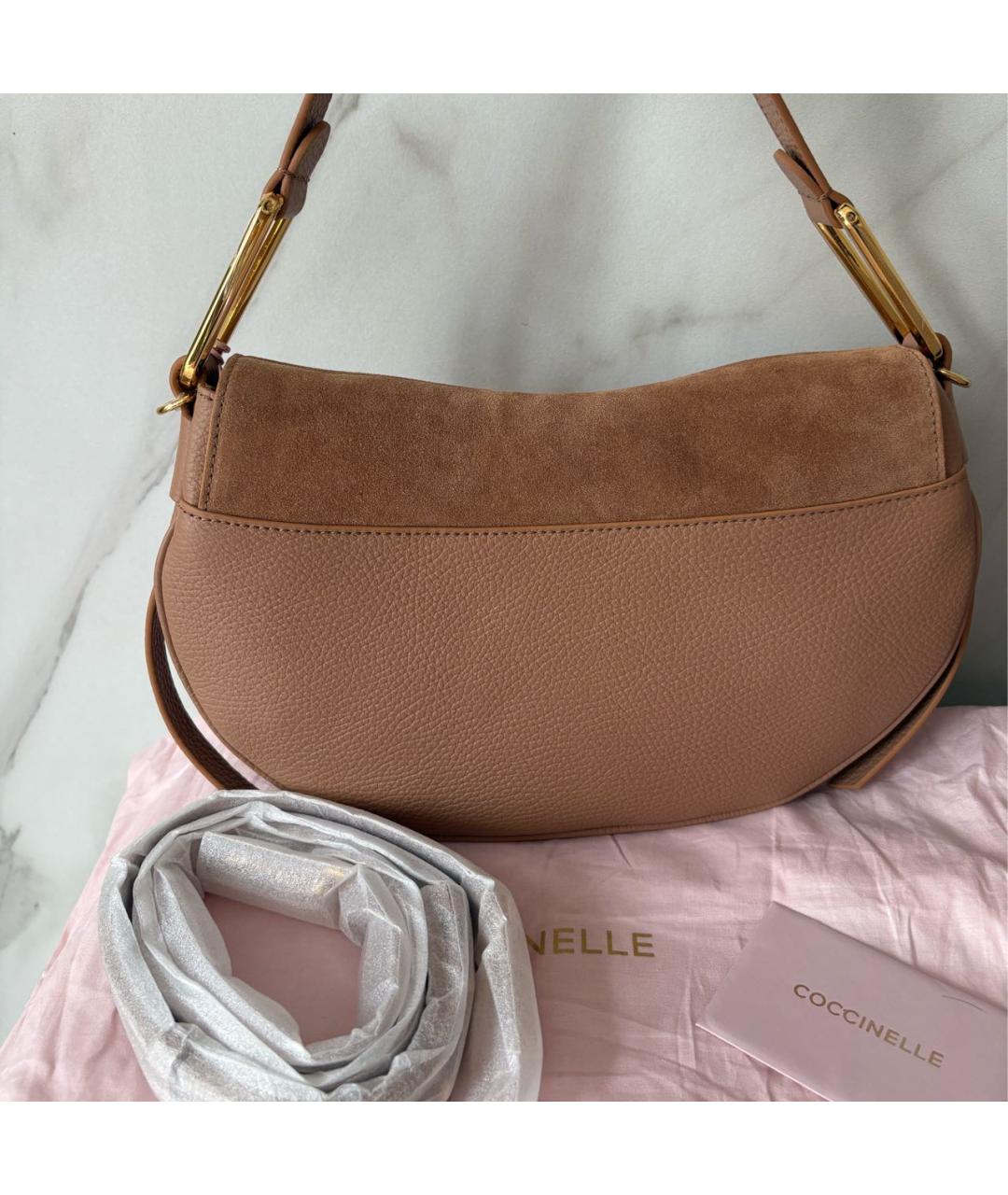 COCCINELLE Коричневая замшевая сумка с короткими ручками, фото 5