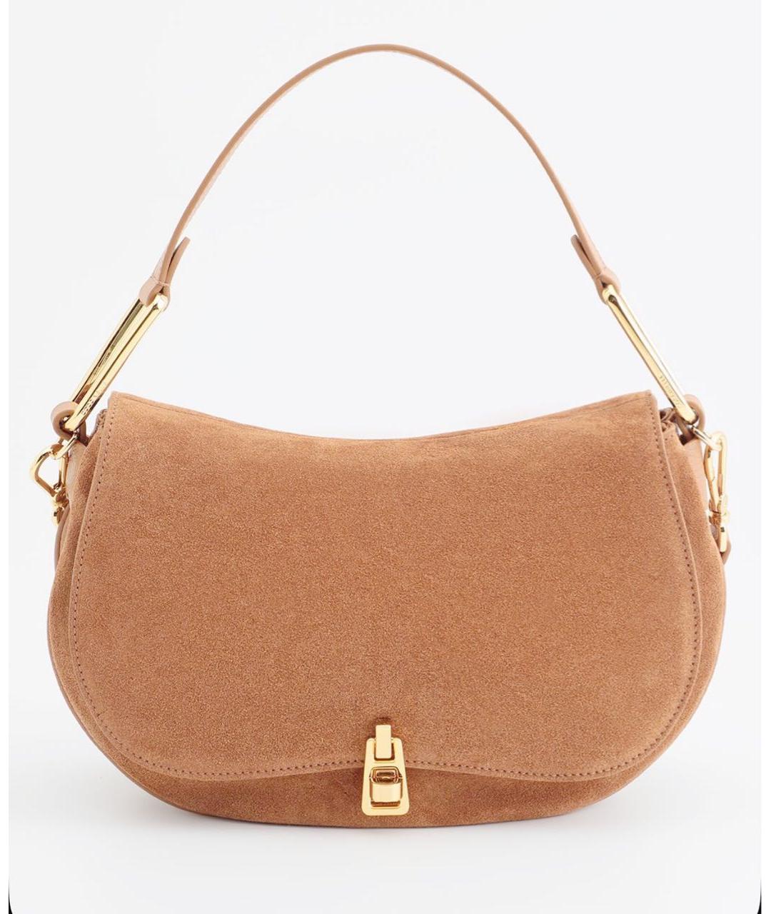 COCCINELLE Коричневая замшевая сумка с короткими ручками, фото 8