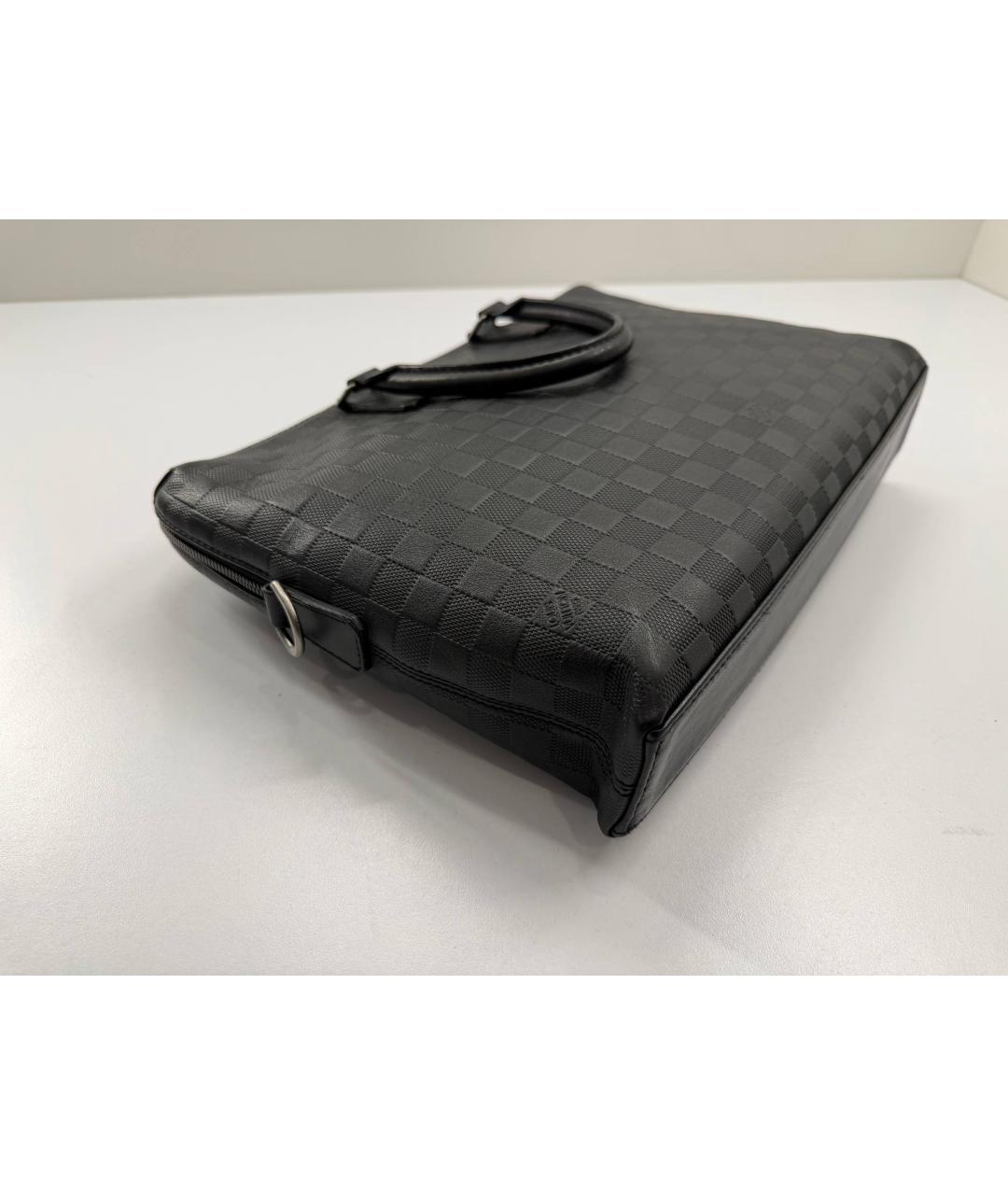 LOUIS VUITTON Черный кожаный портфель, фото 4