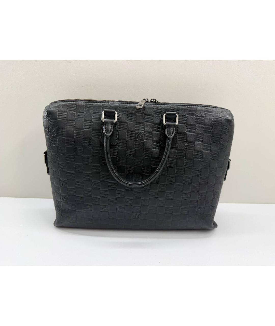 LOUIS VUITTON Черный кожаный портфель, фото 6