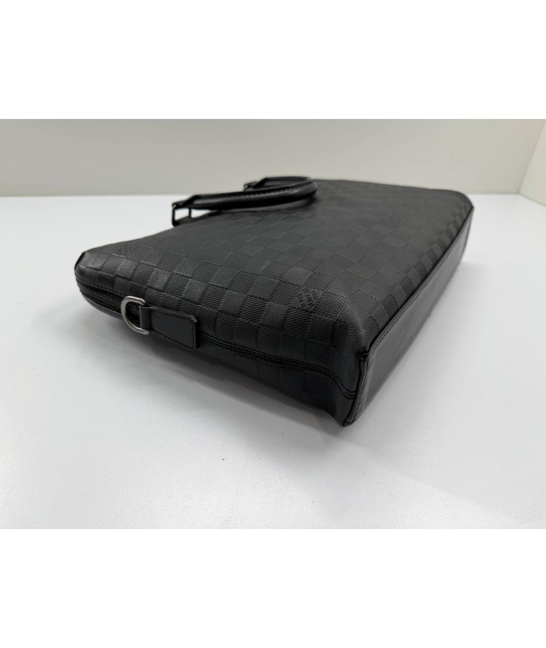 LOUIS VUITTON Черный кожаный портфель, фото 8