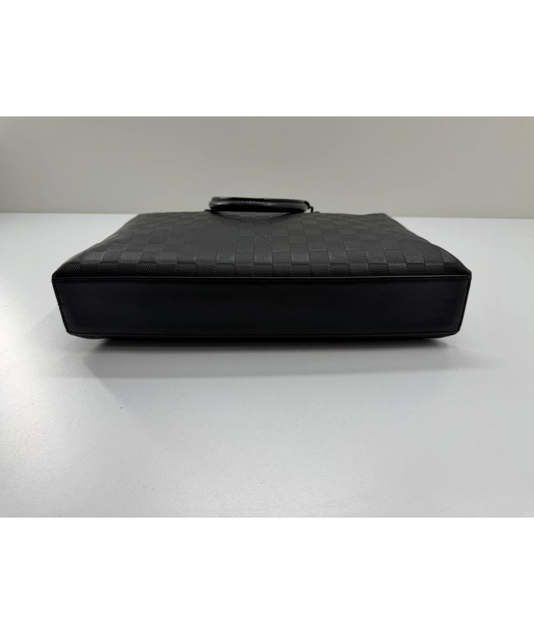 LOUIS VUITTON Черный кожаный портфель, фото 9