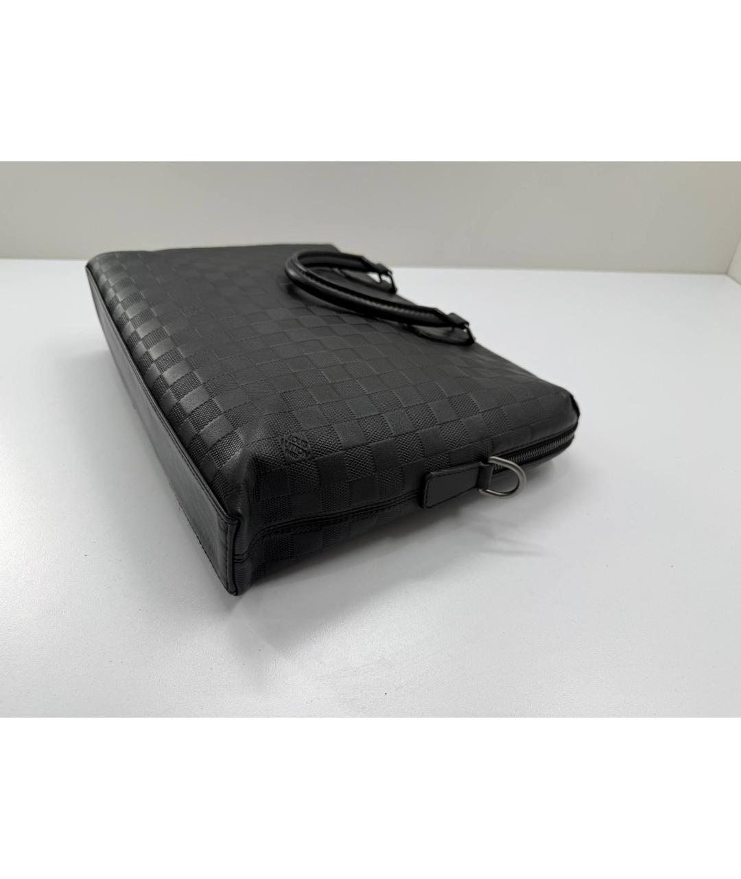 LOUIS VUITTON Черный кожаный портфель, фото 7