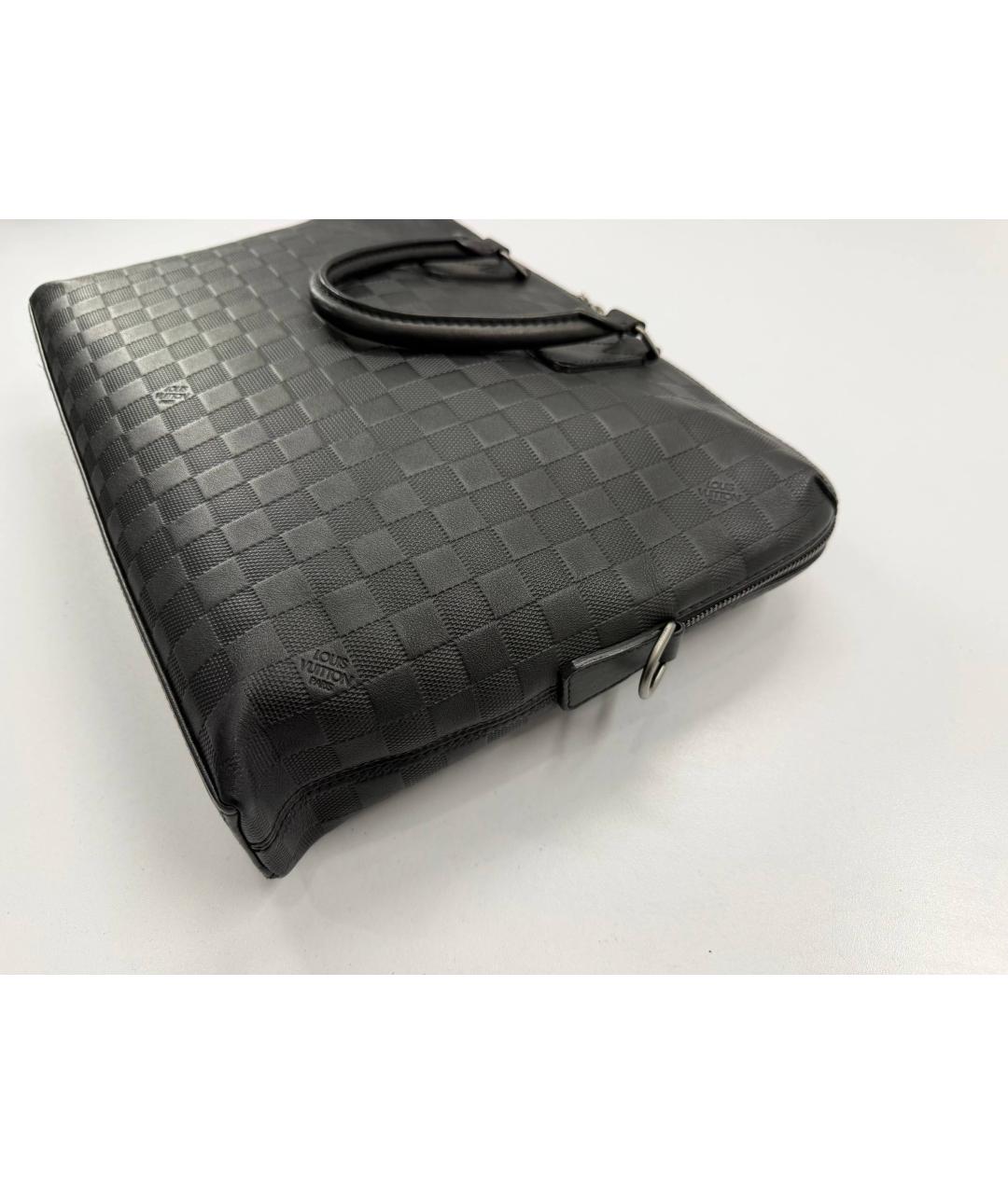 LOUIS VUITTON Черный кожаный портфель, фото 5