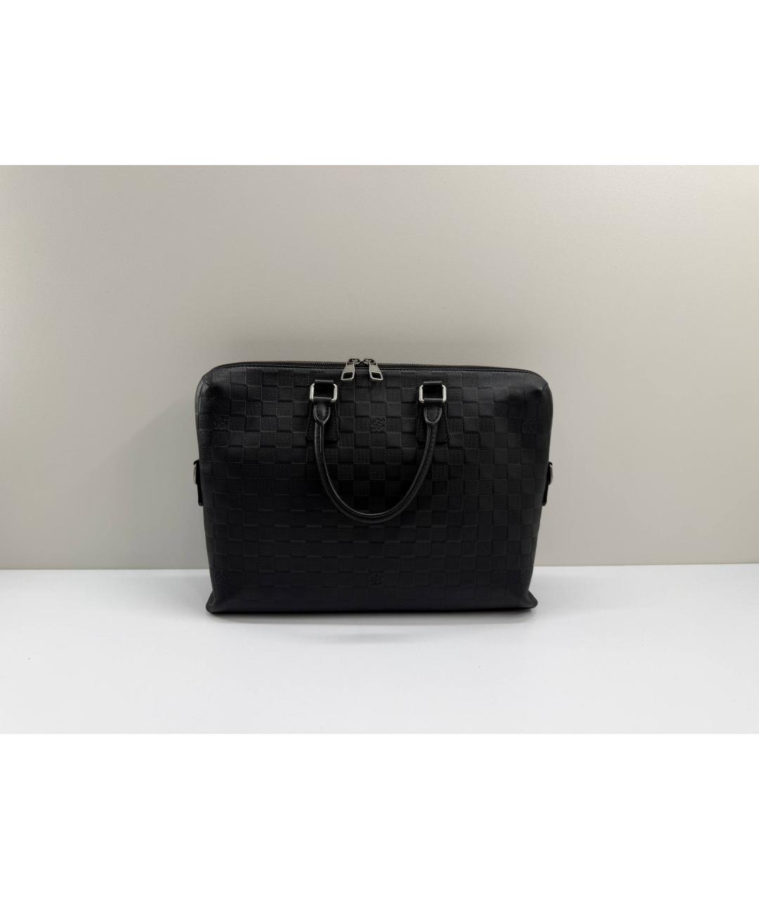 LOUIS VUITTON Черный кожаный портфель, фото 2