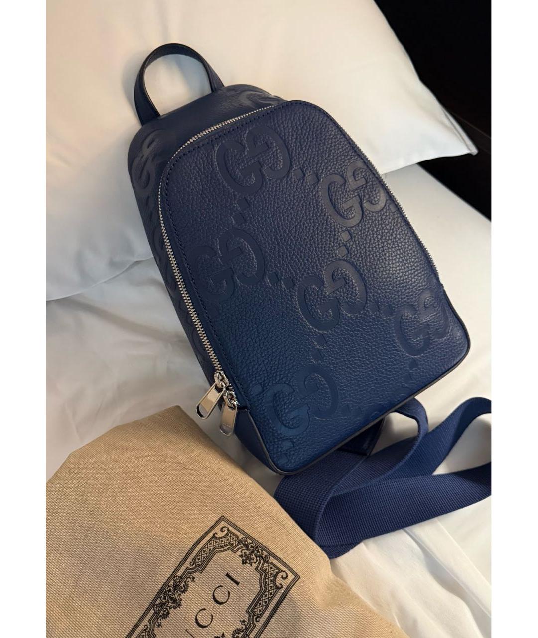 GUCCI Темно-синяя кожаная сумка на плечо, фото 2