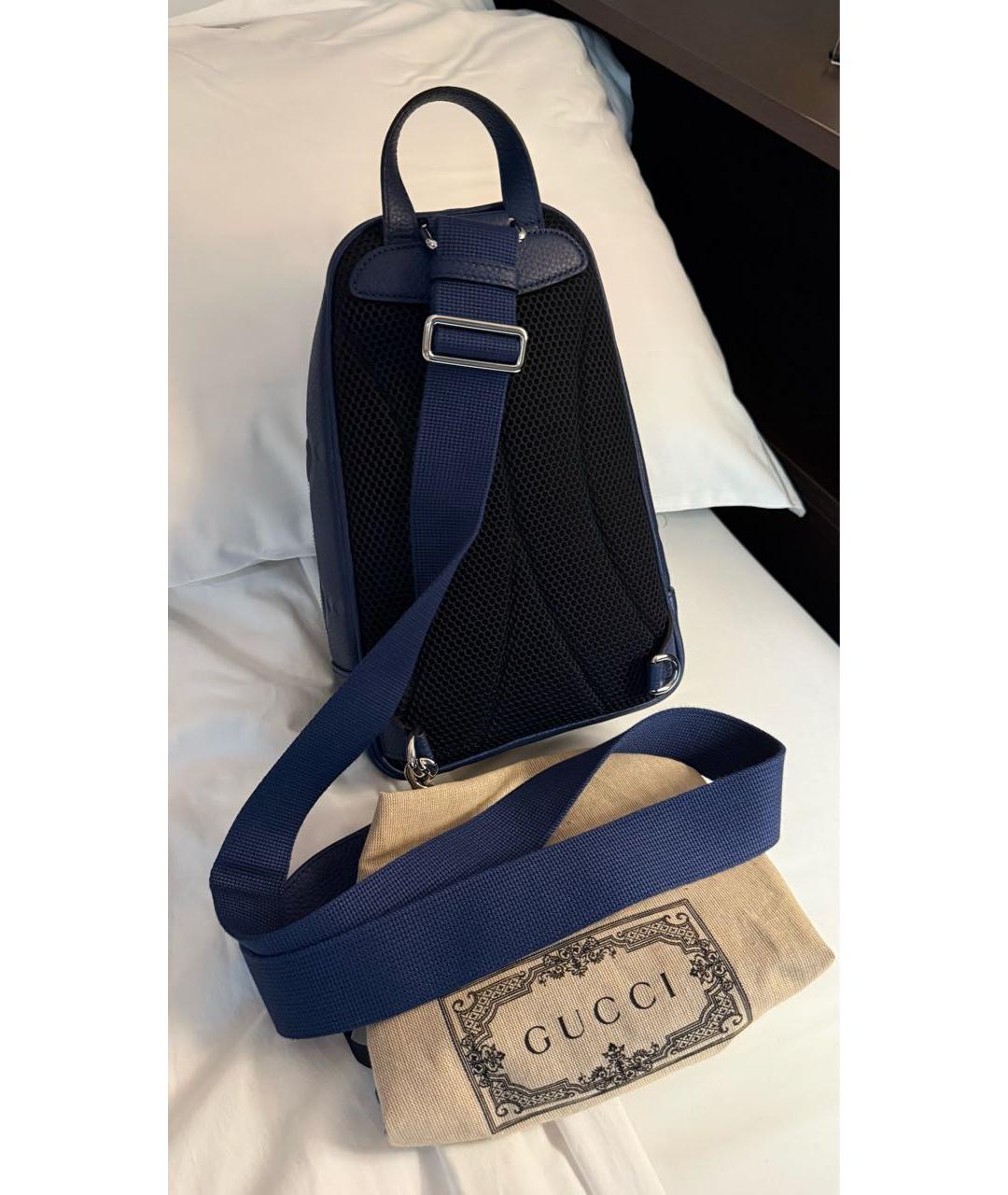 GUCCI Темно-синяя кожаная сумка на плечо, фото 3