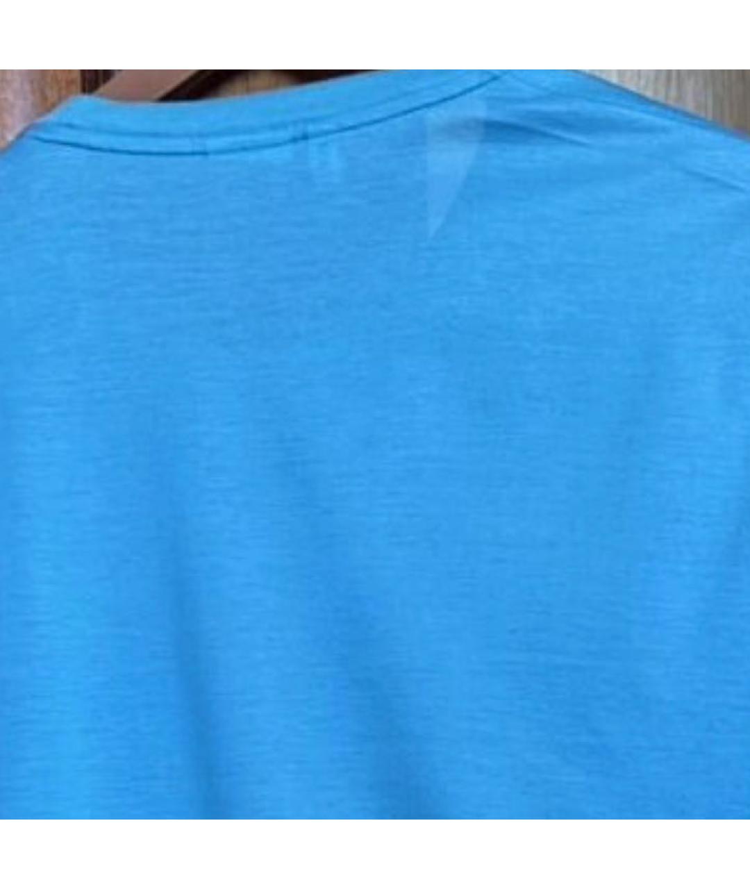 BRIONI Бирюзовая хлопко-леновая футболка, фото 4