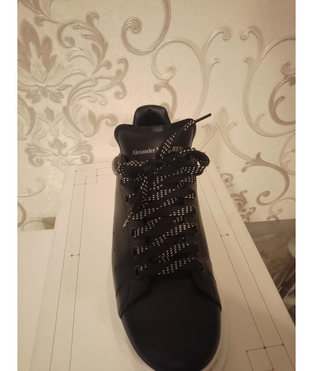 ALEXANDER MCQUEEN Черные кожаные высокие кроссовки / кеды, фото 2