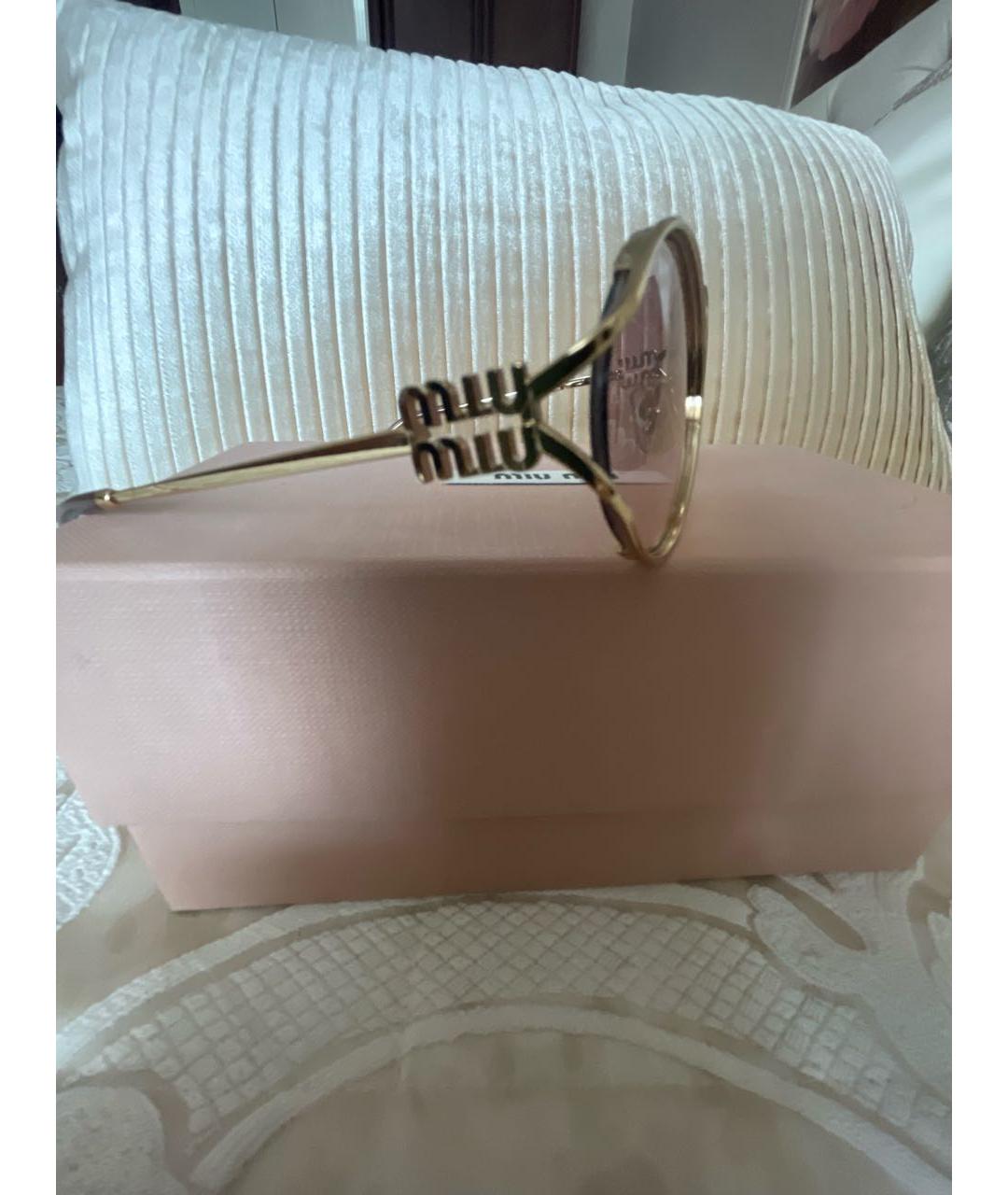 MIU MIU Розовые металлические солнцезащитные очки, фото 3