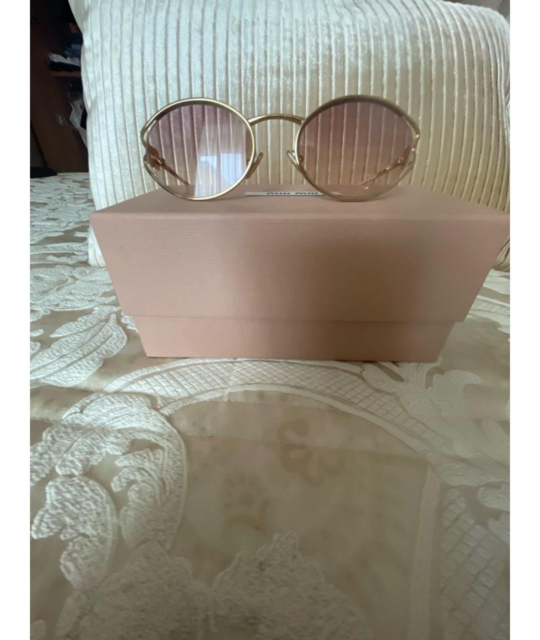 MIU MIU Розовые металлические солнцезащитные очки, фото 5