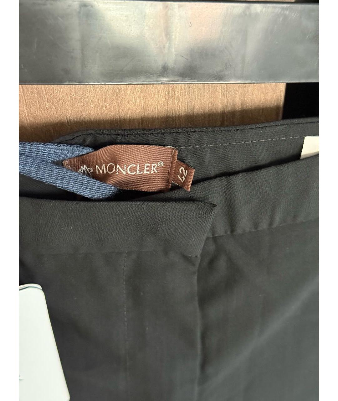 MONCLER Черные хлопковые прямые брюки, фото 5