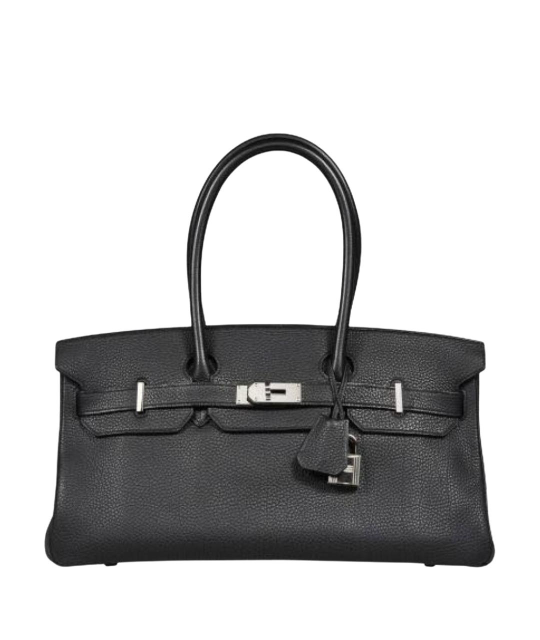 HERMES Черная кожаная сумка с короткими ручками, фото 1
