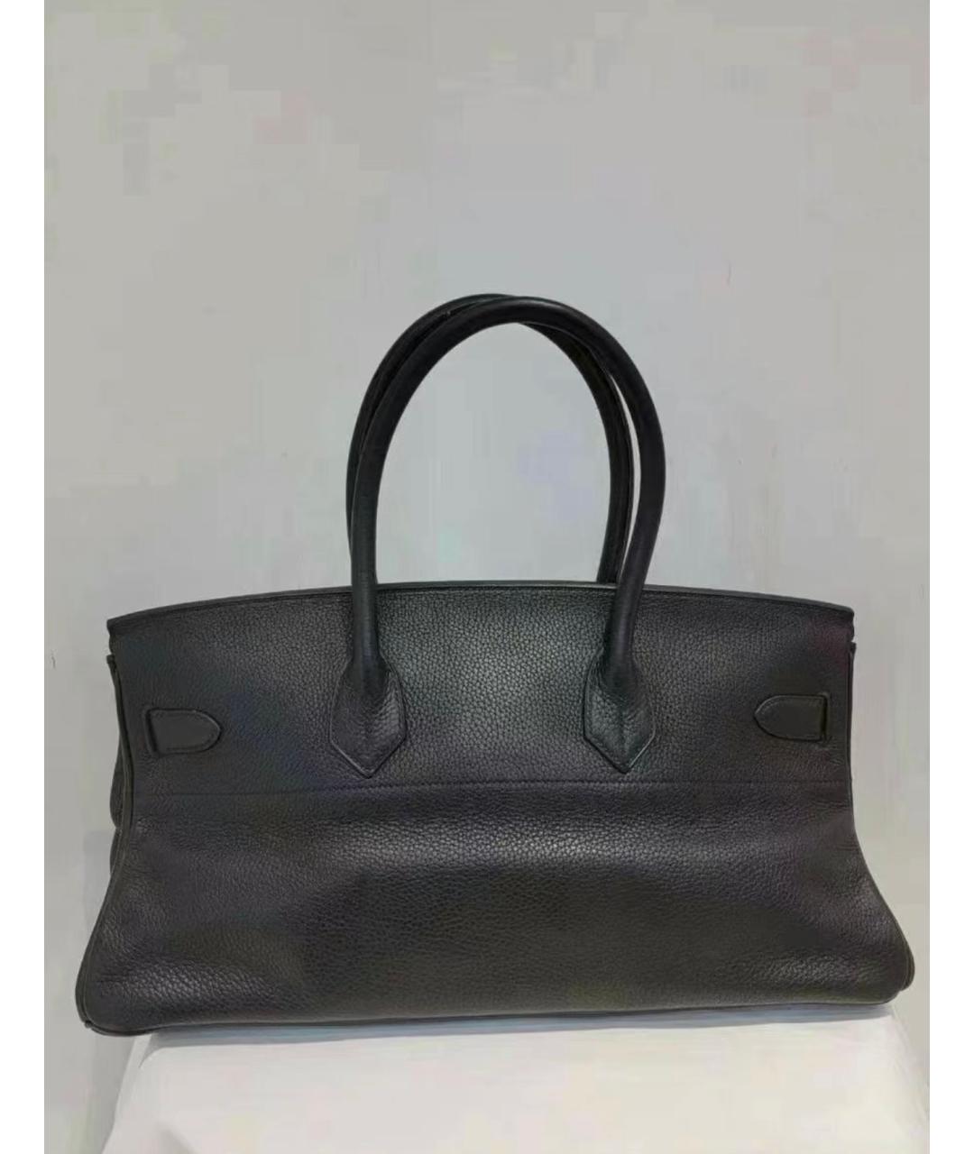 HERMES Черная кожаная сумка с короткими ручками, фото 4