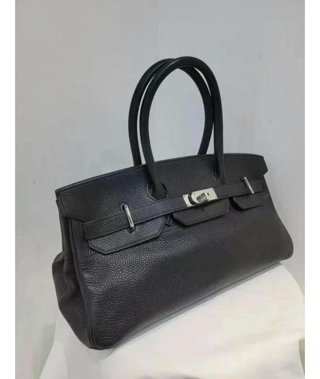 HERMES Черная кожаная сумка с короткими ручками, фото 3