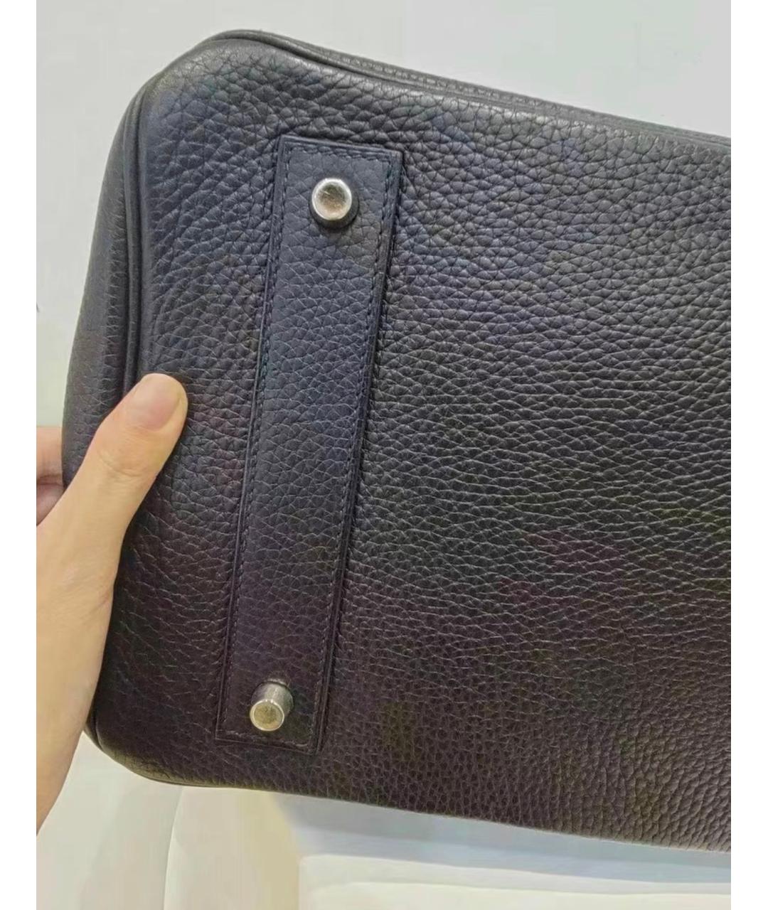 HERMES Черная кожаная сумка с короткими ручками, фото 5