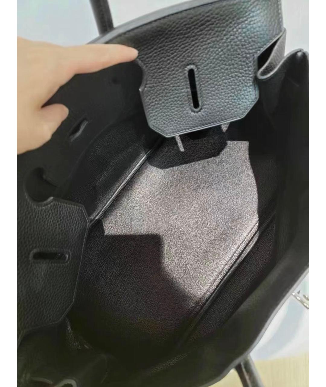 HERMES Черная кожаная сумка с короткими ручками, фото 6